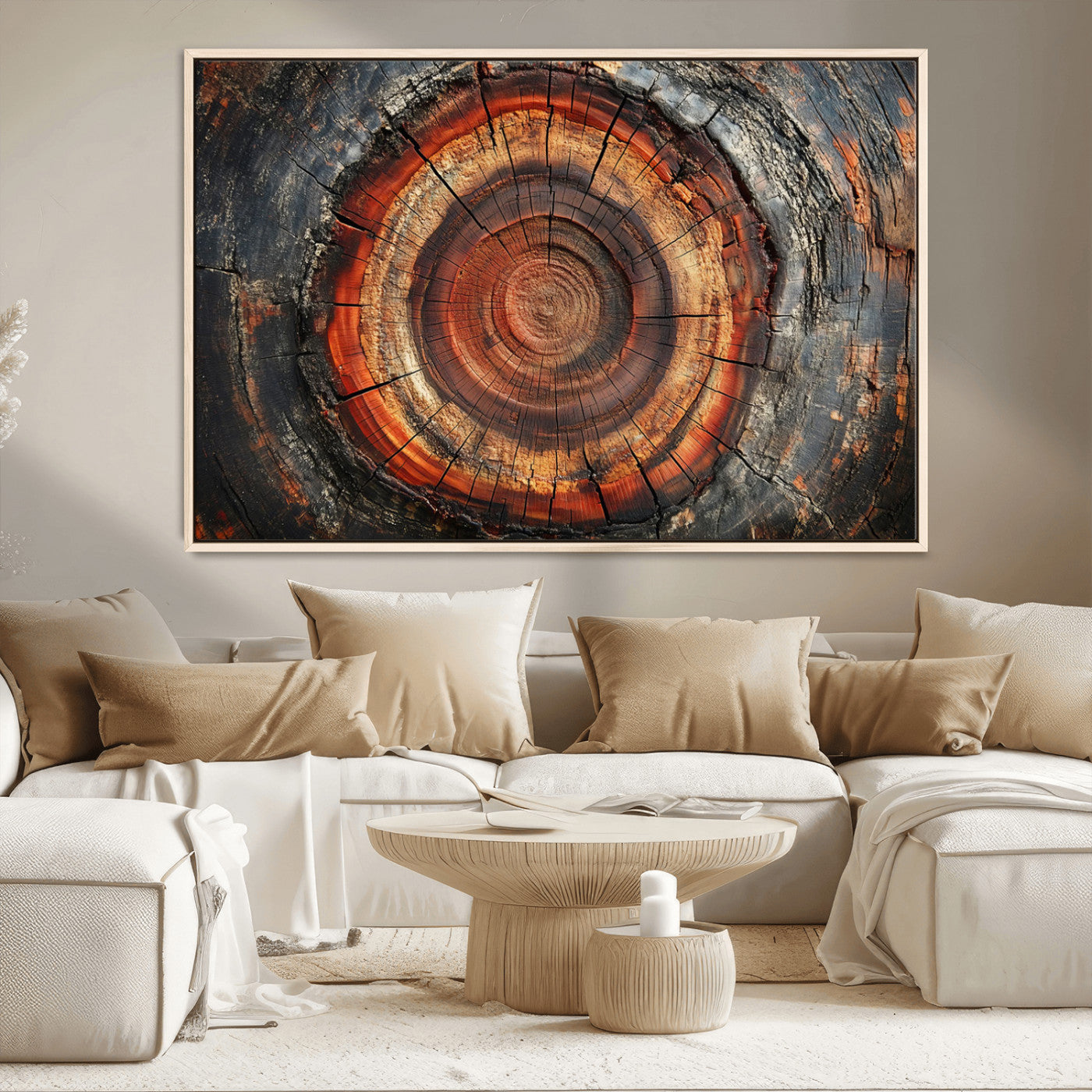 MGV-FC-36X24 - Wood Grain Canvas Wall Art - Framed Abstract Tree Ring Framed Wall Art, Wood Grain Canvas Wall
