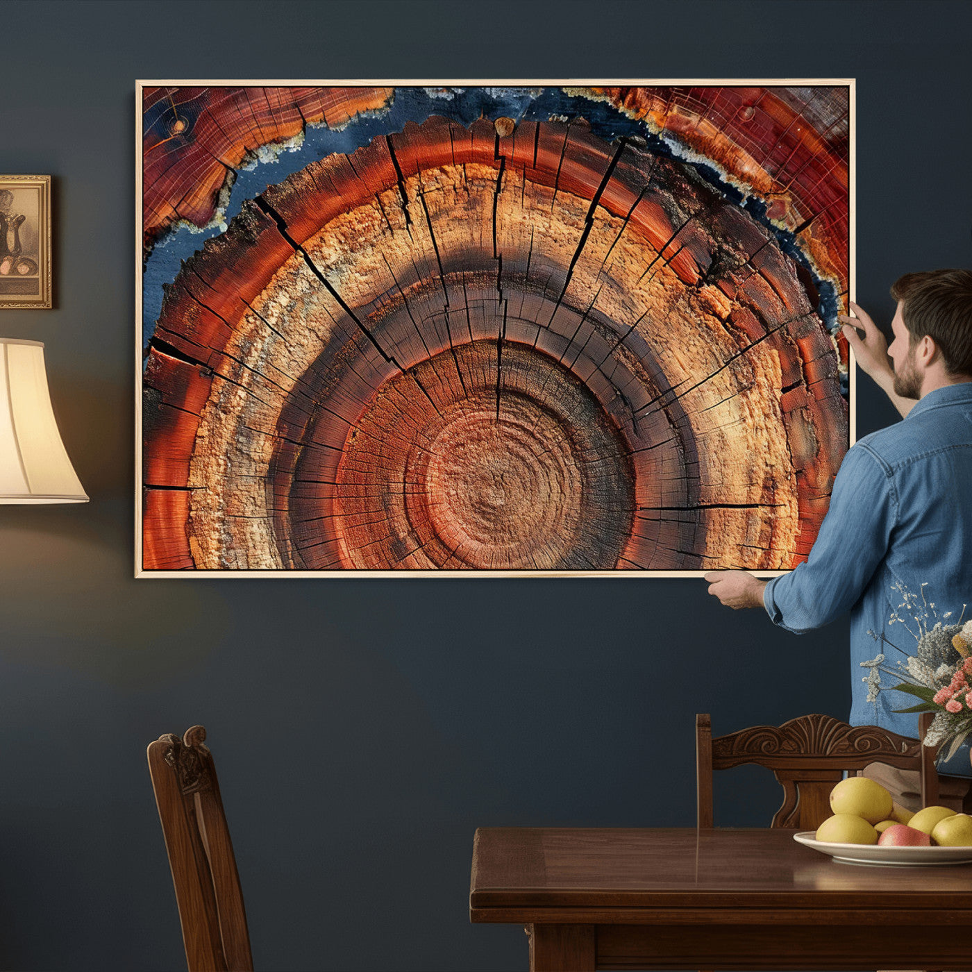 28555-MGV-CV-36X24 - Abstract Tree Ring Art Wall Art Canvas Print for Modern Farmhouse Decor, Colorful Tree Ring Wall Decor, Minimalist Home Canvas Art
