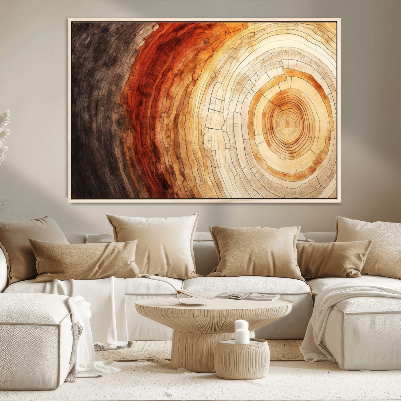MGV-FC-36X24 - Tree Ring Print on Canvas Wall Art, Tree Stump Print, Wood Wall Art Living Room, Abstract Natural