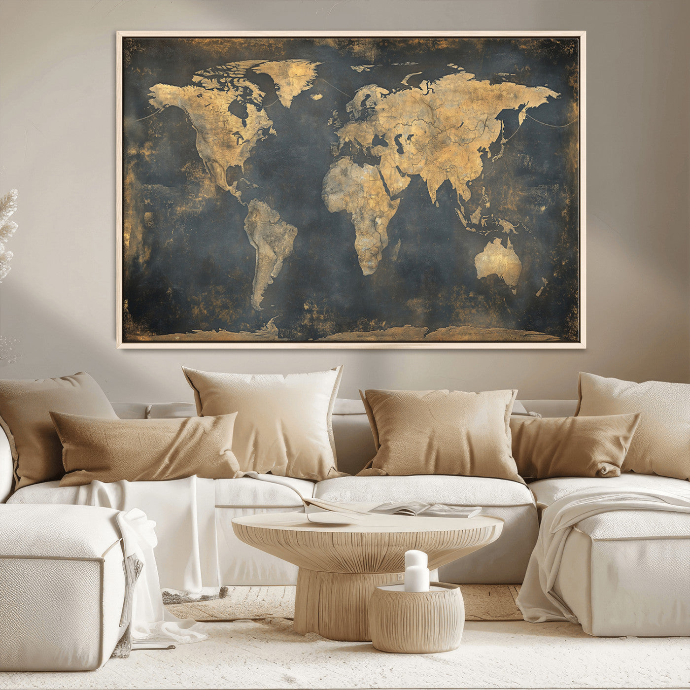 MGV-FC-36X24 - Push Pin World Map Canvas Print – Framed Wall Art for Couples to Track Their Travels – Anniversary