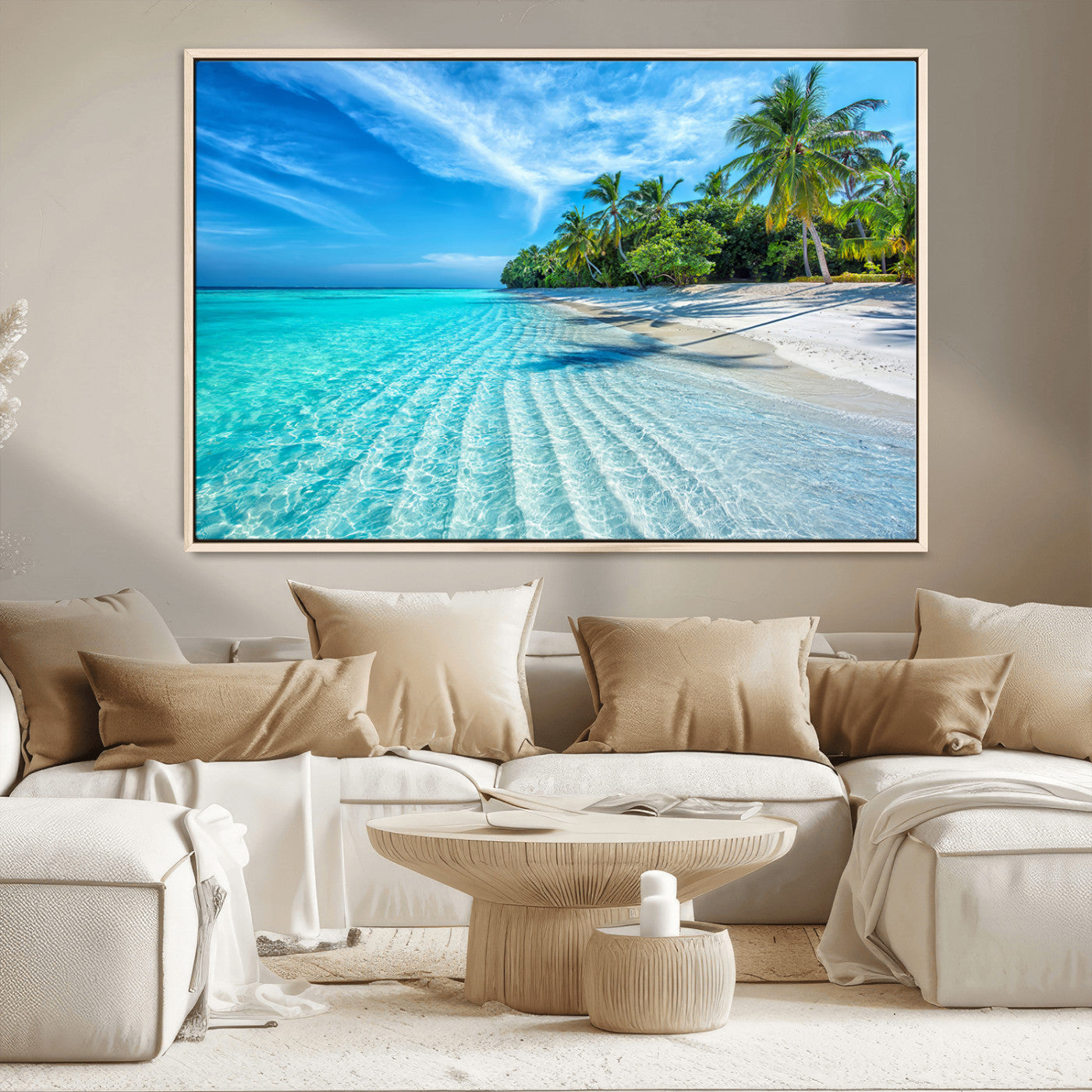 MGV-FC-36X24 - Tropical Beach Wall Art Canvas Print - Serene Ocean Landscape with Crystal Clear Turquoise Water and