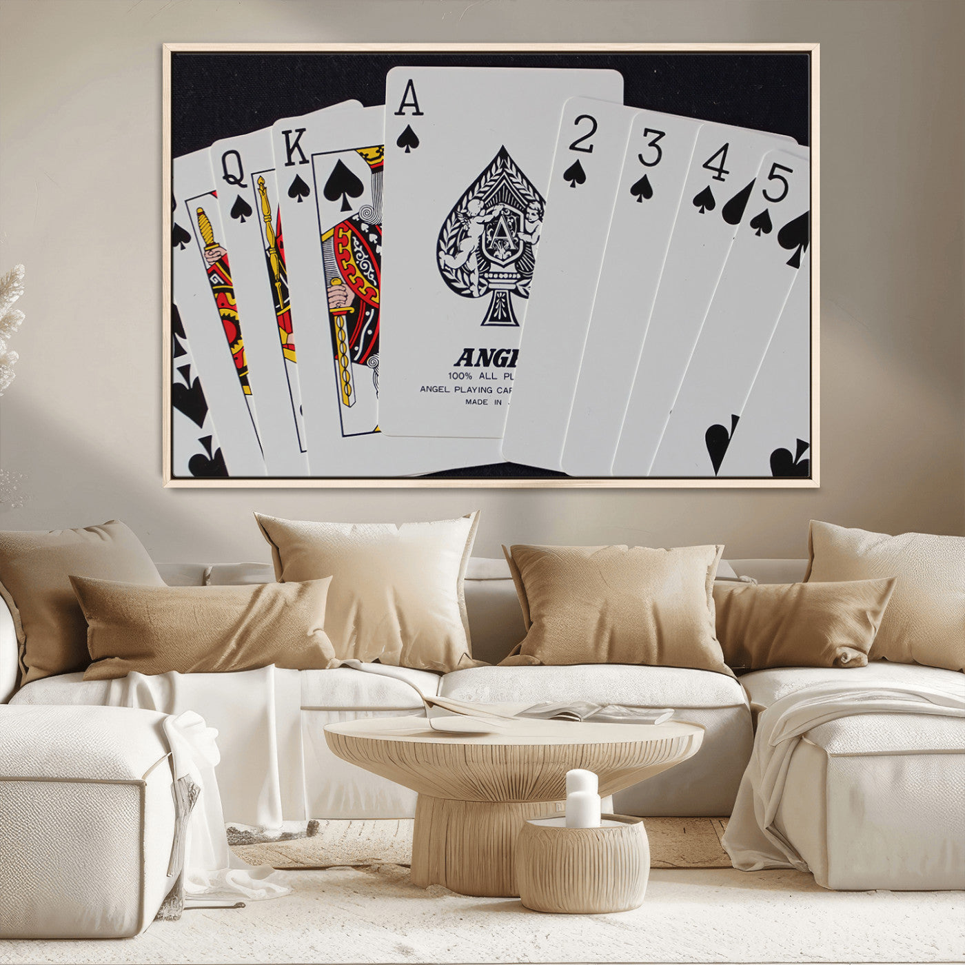 MGV-FC-36X24 - Poker Wall Art - Playing Cards Canvas Wall Art Print - Ace of Spades and Royal Flush Design, Perfect