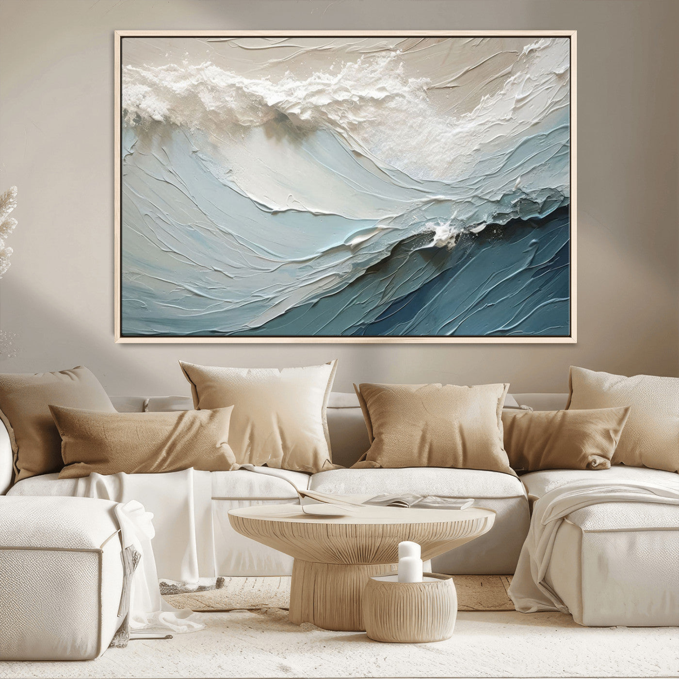 MGV-FC-36X24 - Waves Abstract Wall Art Print, Modern Framed Abstract Canvas Print, Abstract Painting for Living