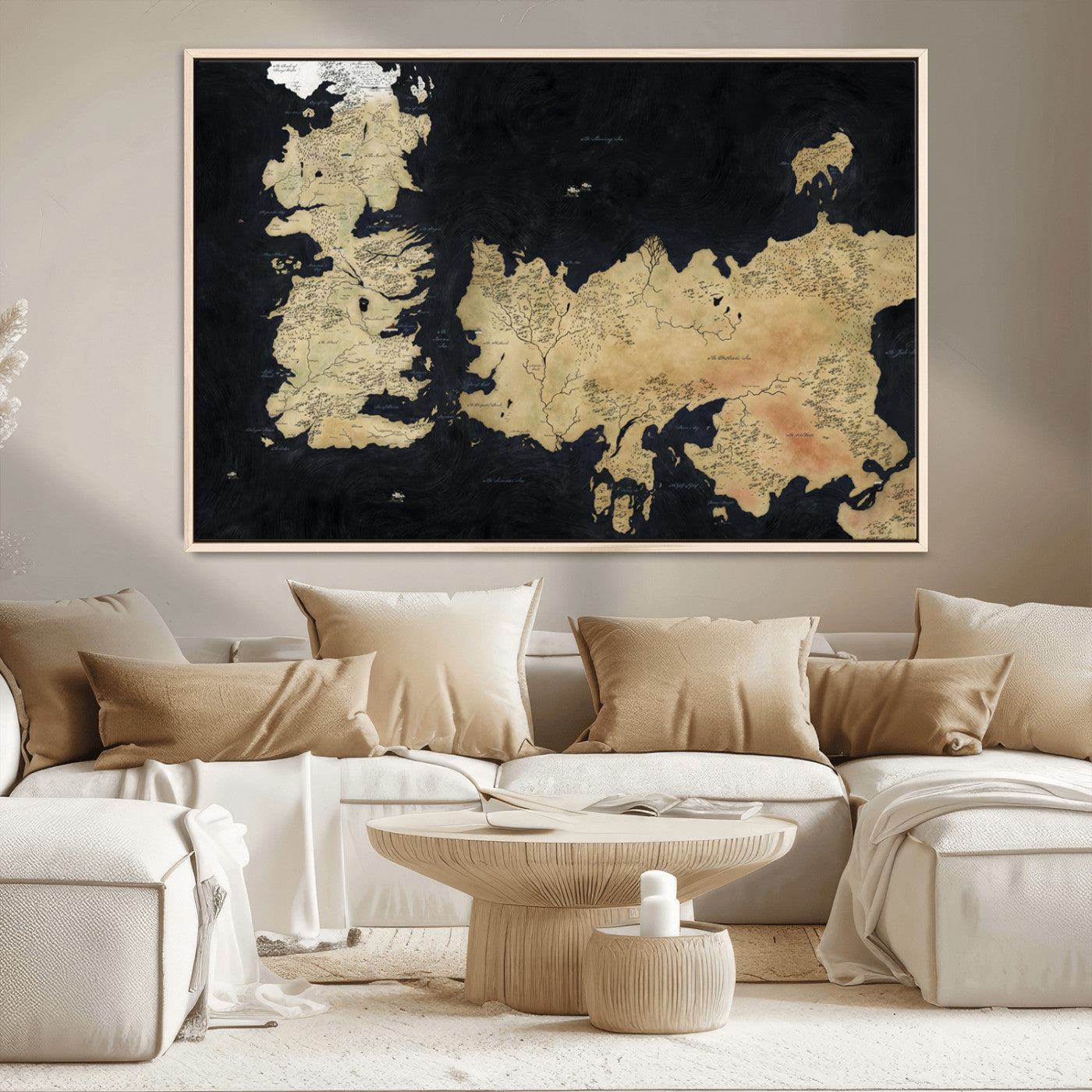 MGV-FC-36X24 - Push Pin World Map Canvas Print – Framed Wall Art for Couples to Track Their Travels – Anniversary