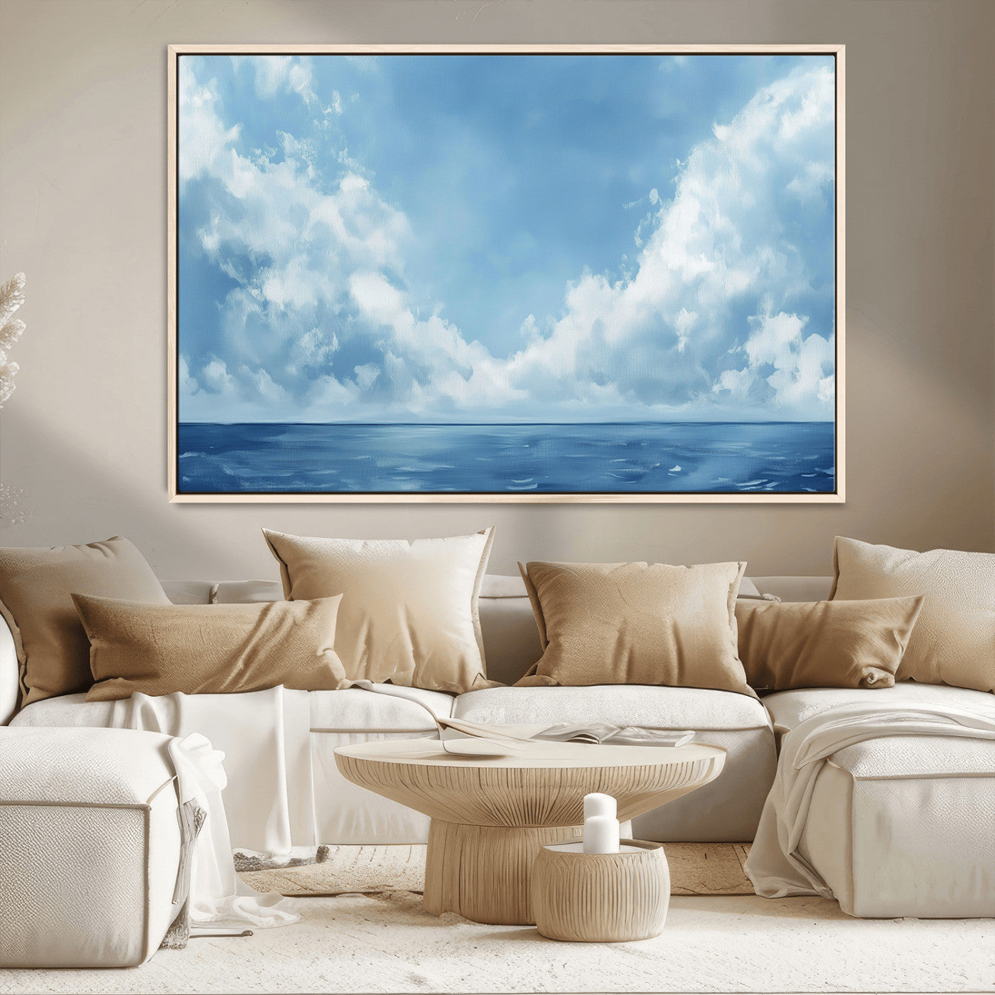 MGV-FC-36X24 - Abstract Ocean Print Artwork- Serene Blue Ocean Canvas Wall Art - Minimalist Ocean and Sky Canvas