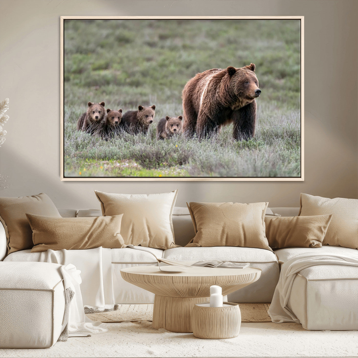 MGV-FC-36X24 - Wildlife Photography of 399 Grizzly Bear Cubs | Queen of the Tetons Canvas Wall Art Print