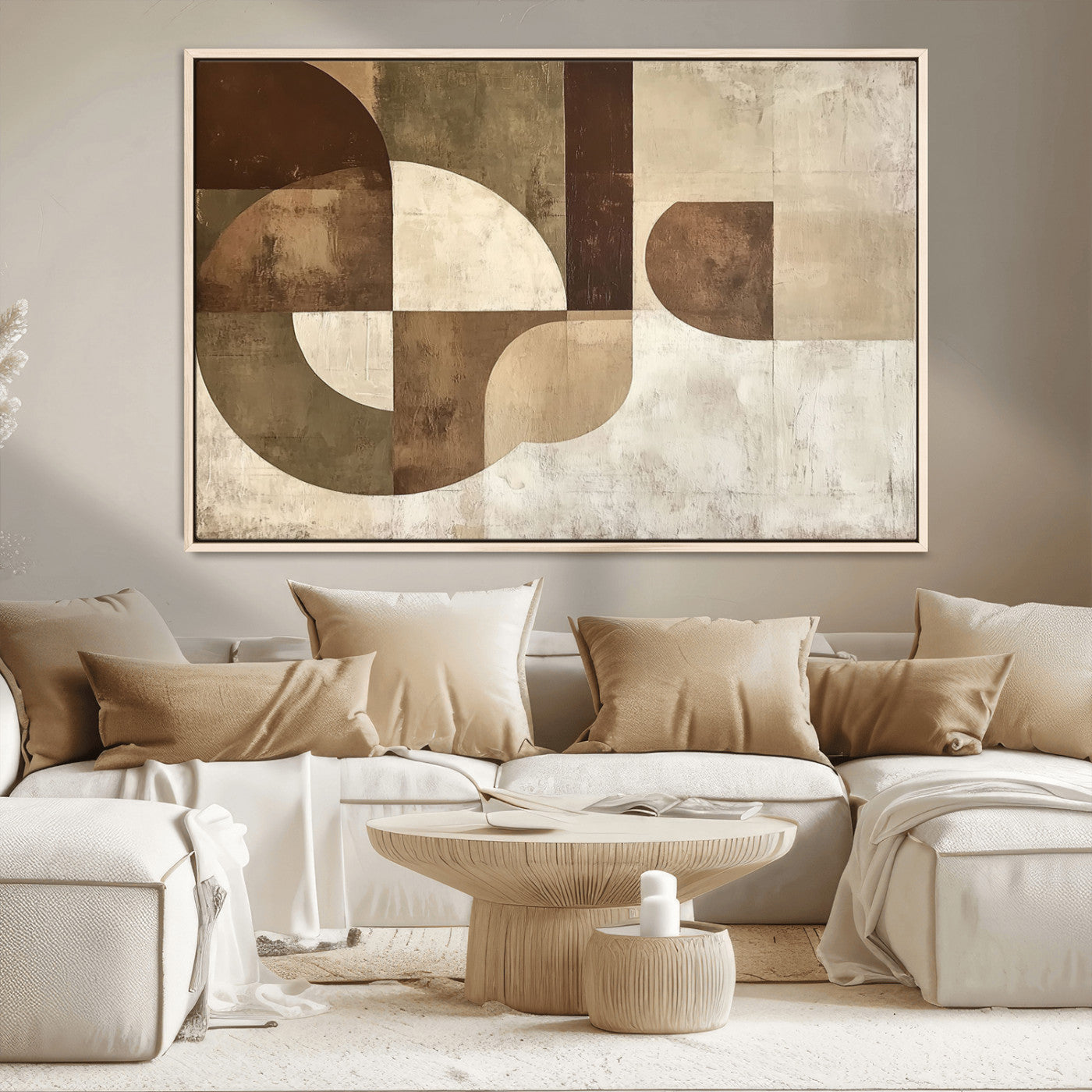 MGV-FC-36X24 - Wabi Sabi Geometric Wall Art | Abstract Modern Minimalist Canvas Print with Neutral Mid Century Art