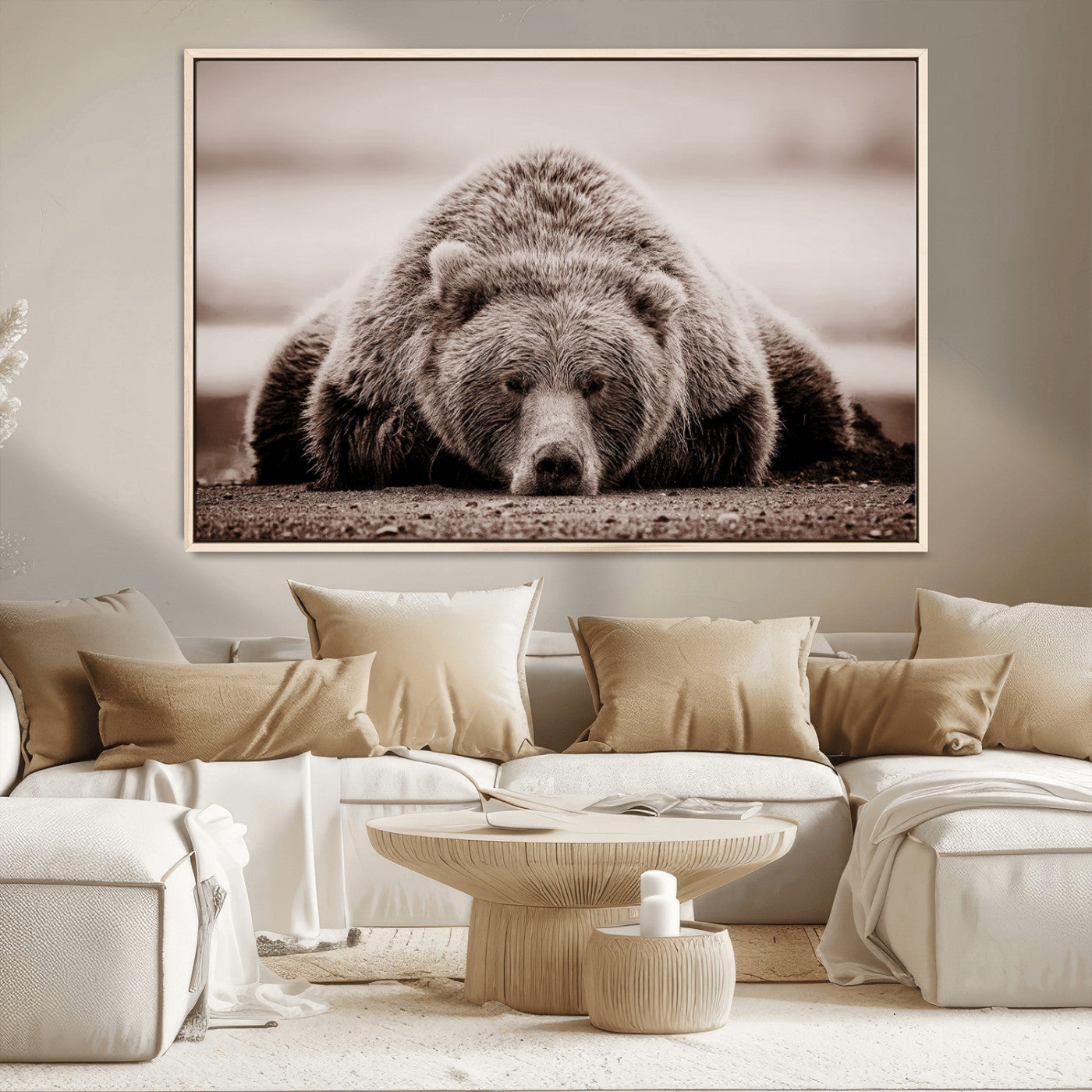 MGV-FC-36X24 - Grizzly Bear Wall Art Print - Bear Canvas Wall Art - Rustic Bear Portrait Canvas Print for Cabin