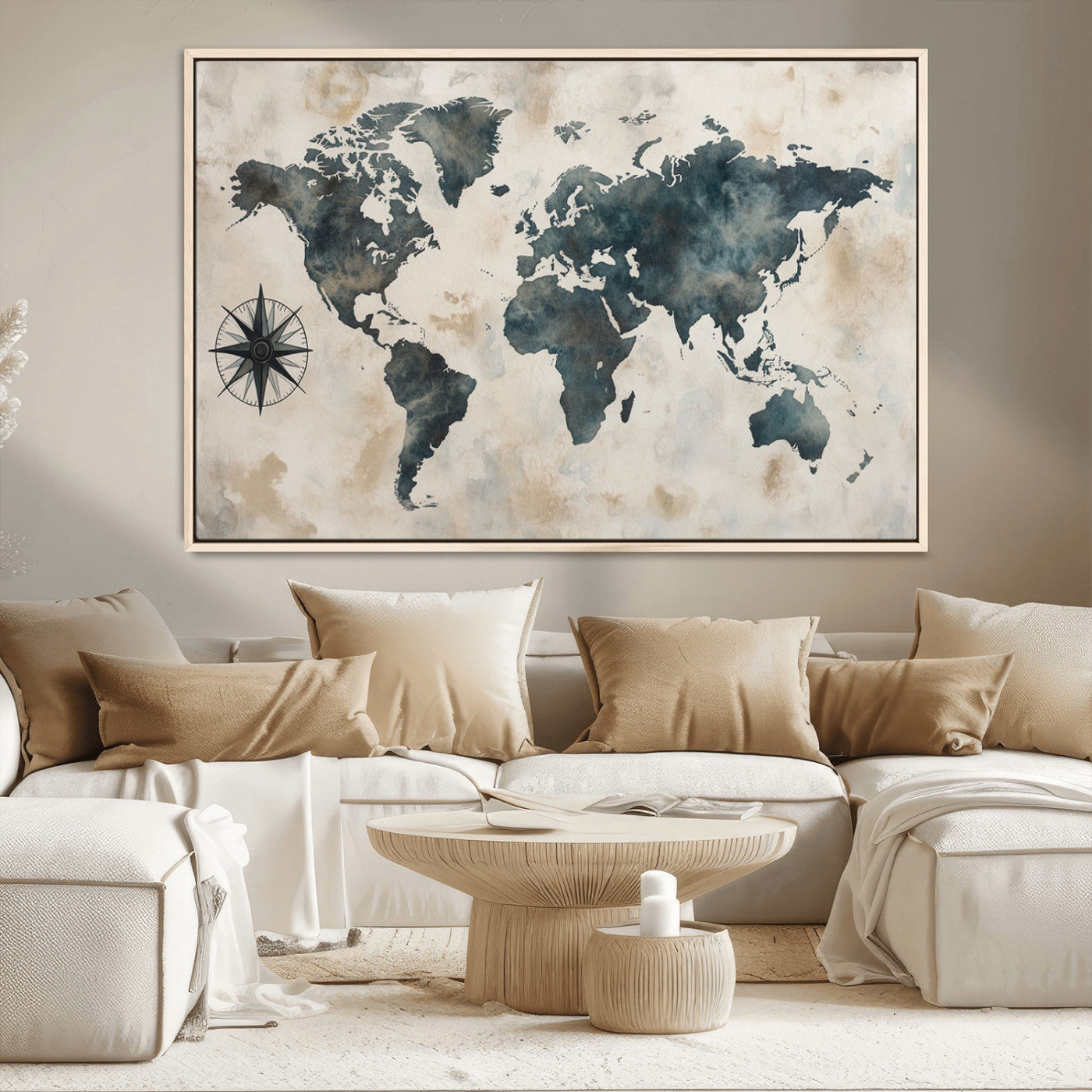 MGV-FC-36X24 - Push Pin World Map Canvas Print – Framed Wall Art for Couples to Track Their Travels – Anniversary