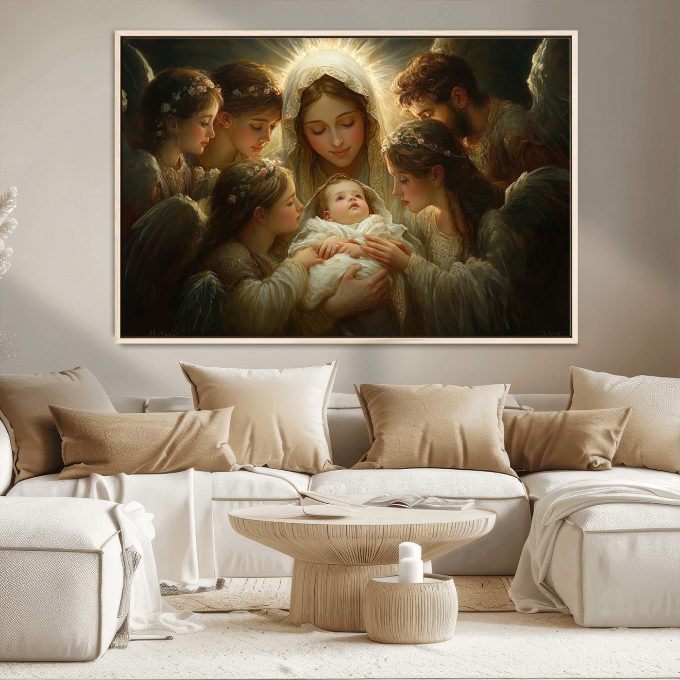 MGV-FC-36X24 - Mary Jesus Canvas Wall Art Print - Madonna and Child with Apostles Art Print - Classic Christian