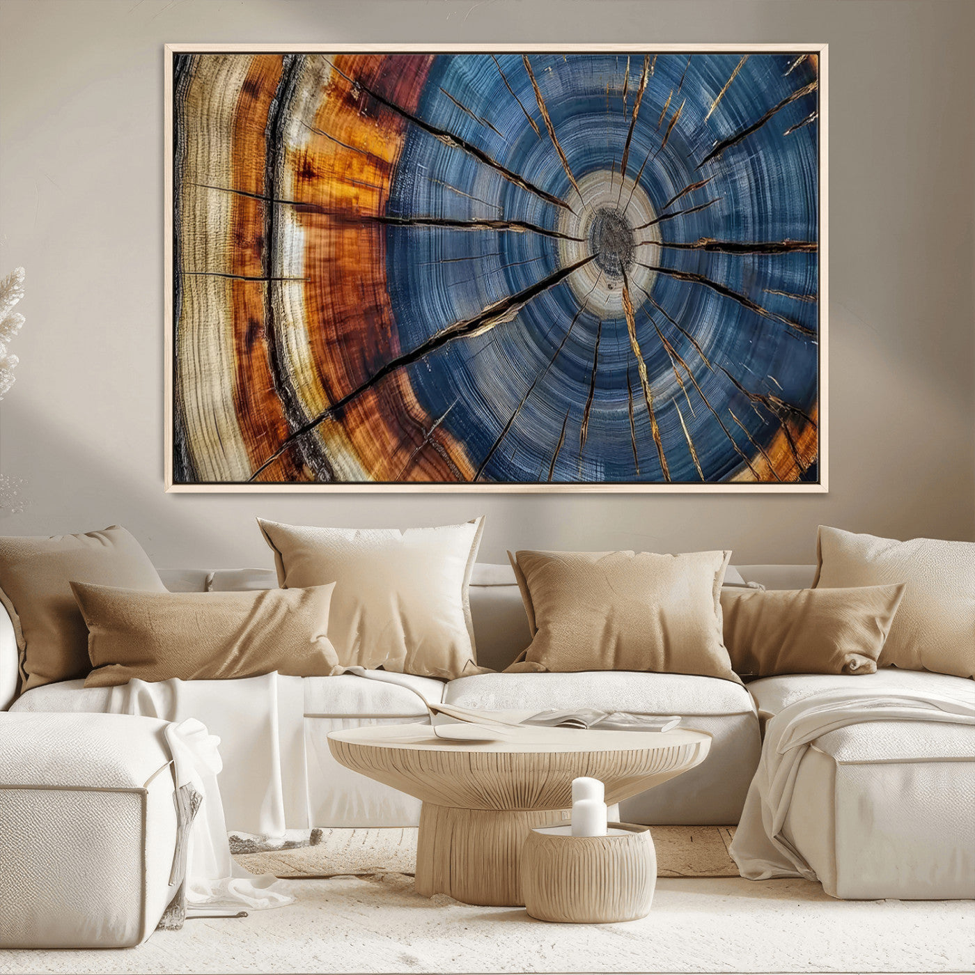 MGV-FC-36X24 - Abstract Tree Rings Canvas Wall Art - Wood Grain Canvas Print - Nature-Inspired Modern Wood Grain