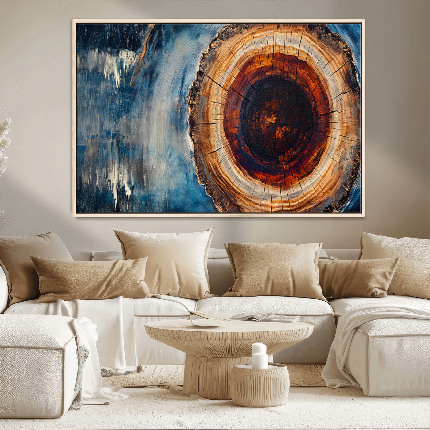 MGV-FC-36X24 - Abstract Tree Rings Wall Art Canvas Print - Wood Grain Rings Canvas Print - Nature Woodland Wall