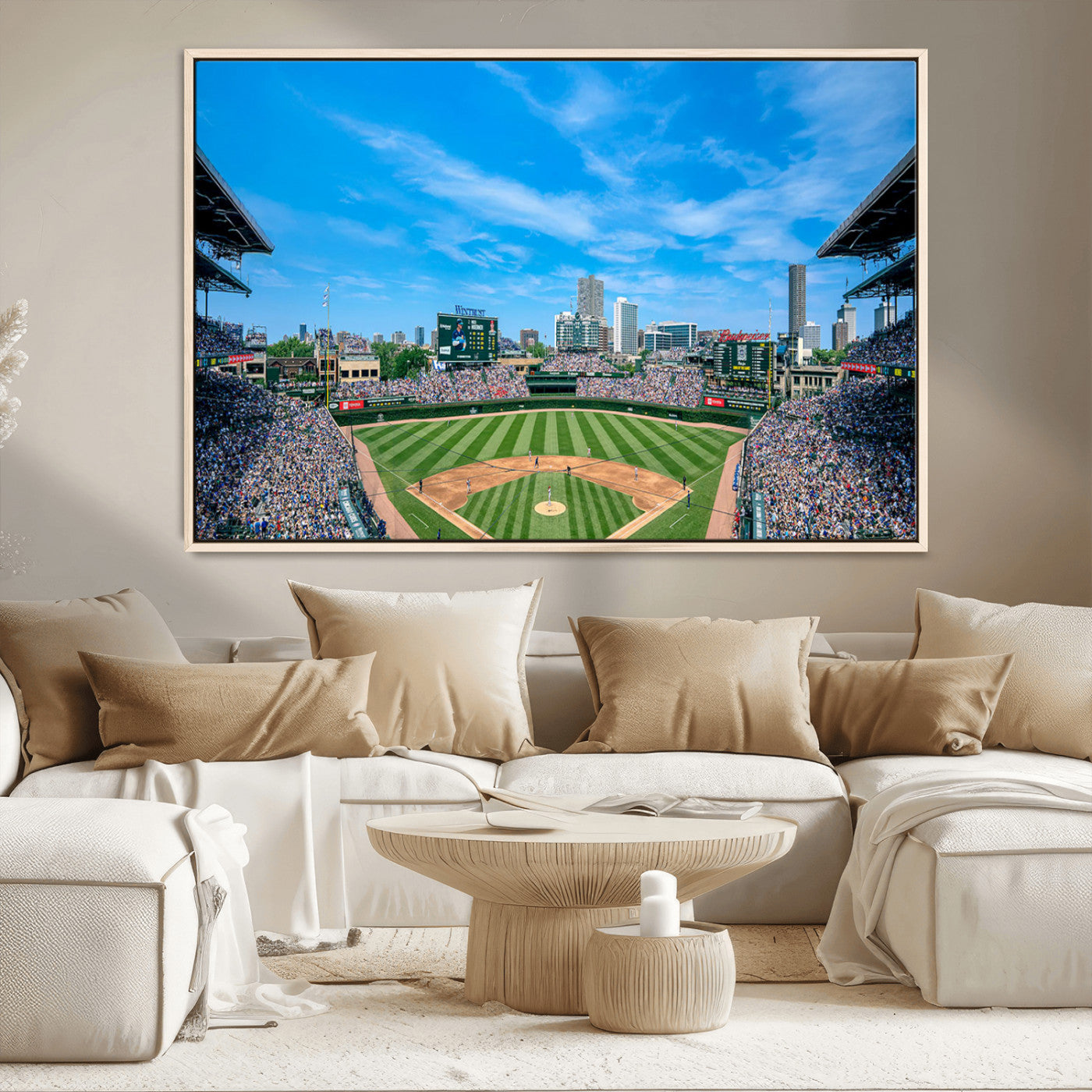 MGV-FC-36X24 - Wrigley Field Chicago Cubs Panoramic Art Multi Piece Canvas - Iconic Baseball Stadium Print for