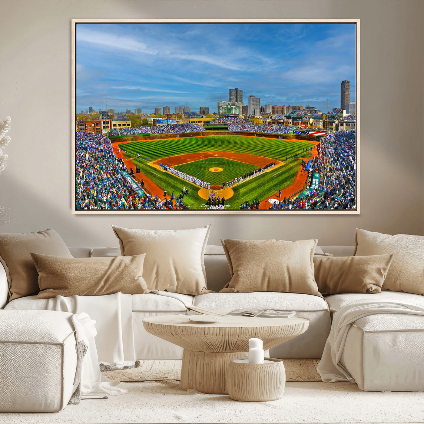 MGV-FC-36X24 - Wrigley Field Chicago Cubs Panoramic Multi Piece Canvas Wall Art - Iconic Baseball Stadium Canvas