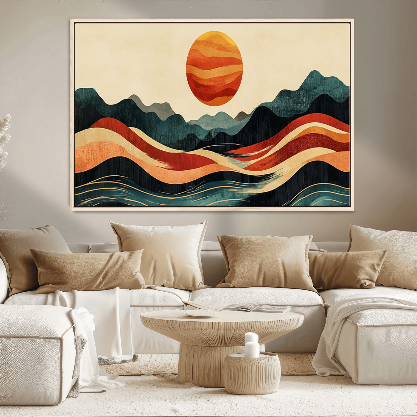 MGV-FC-36X24 - Mountain Triptych Wall Art - Western Nature Prints - Framed Boho Pine Tree Canvas for Log Cabin or