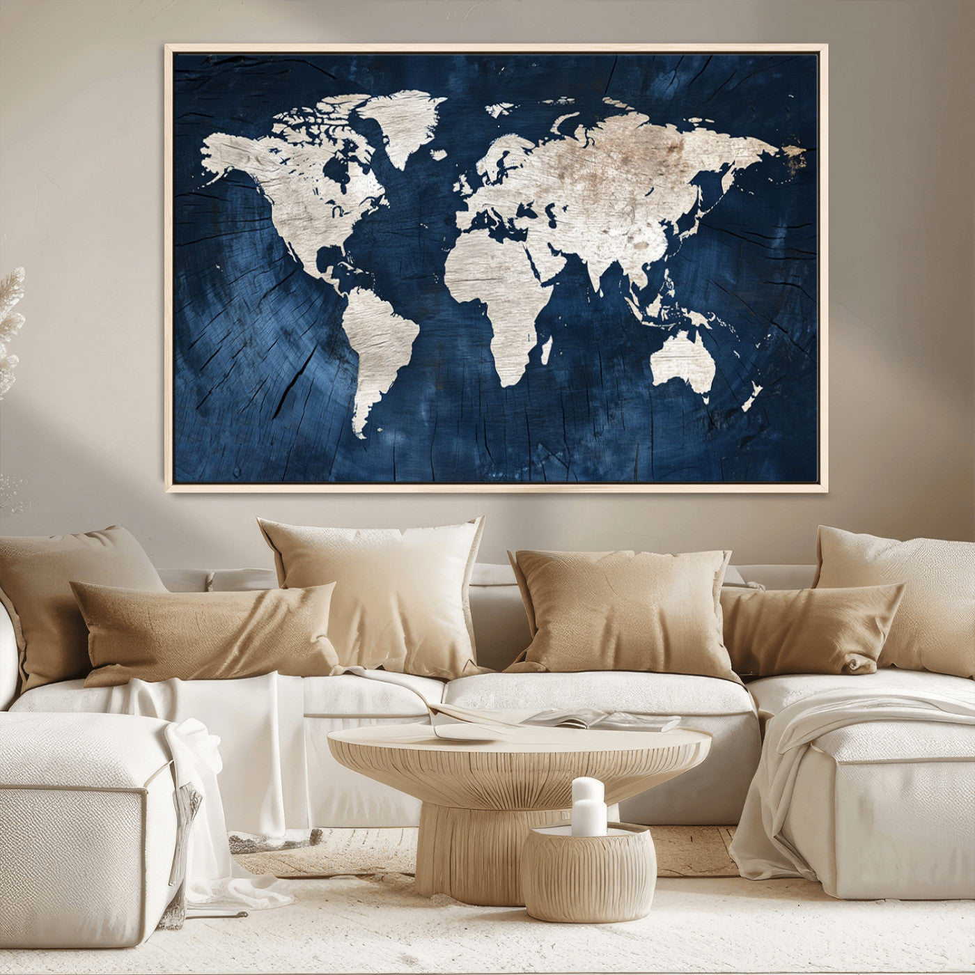 MGV-FC-36X24 - Push Pin World Map Canvas Print – Framed Wall Art for Couples to Track Their Travels – Anniversary