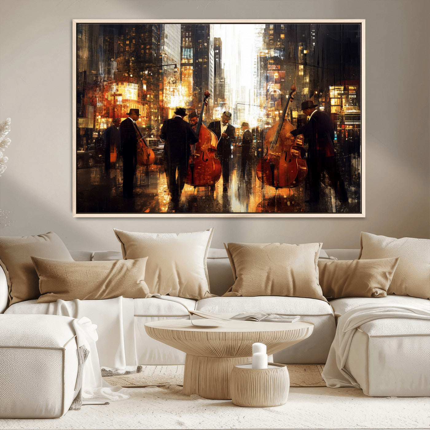 MGV-FC-36X24 - Abstract Jazz Art Wall Art Canvas Print - Framed Abstract Music Canvas - Colorful Instrument Poster