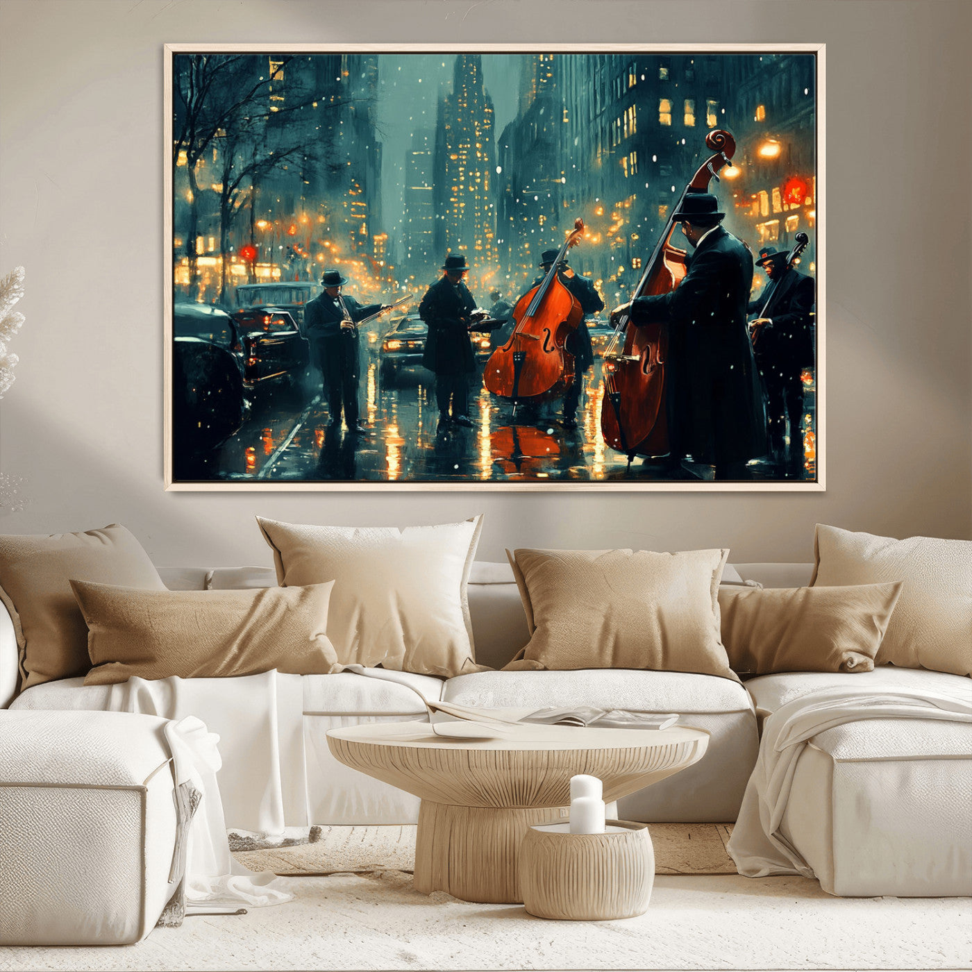 MGV-FC-36X24 - African American Jazz Art Print - Framed Abstract Music Canvas - Colorful Instrument Poster for