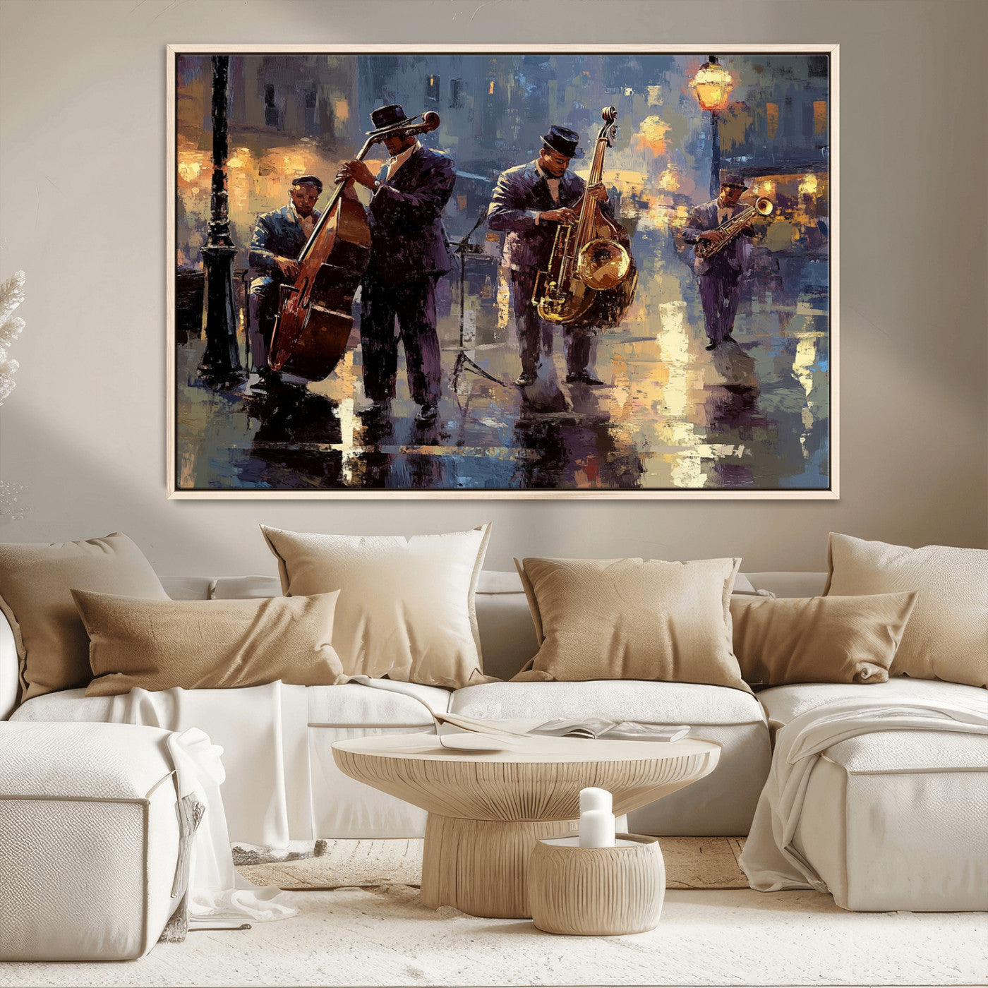 MGV-FC-36X24 - Afro Abstract Jazz Music Canvas Print - African American Wall Art - Colorful Framed Afro Abstract