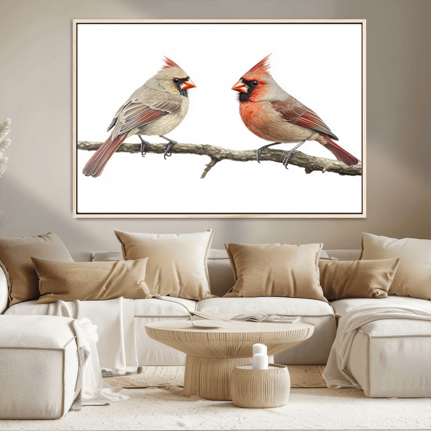 MGV-FC-36X24 - Cardinal Canvas Wall Art - Male and Female Cardinal Print - Nature-Inspired Bird Wall Decor for Home