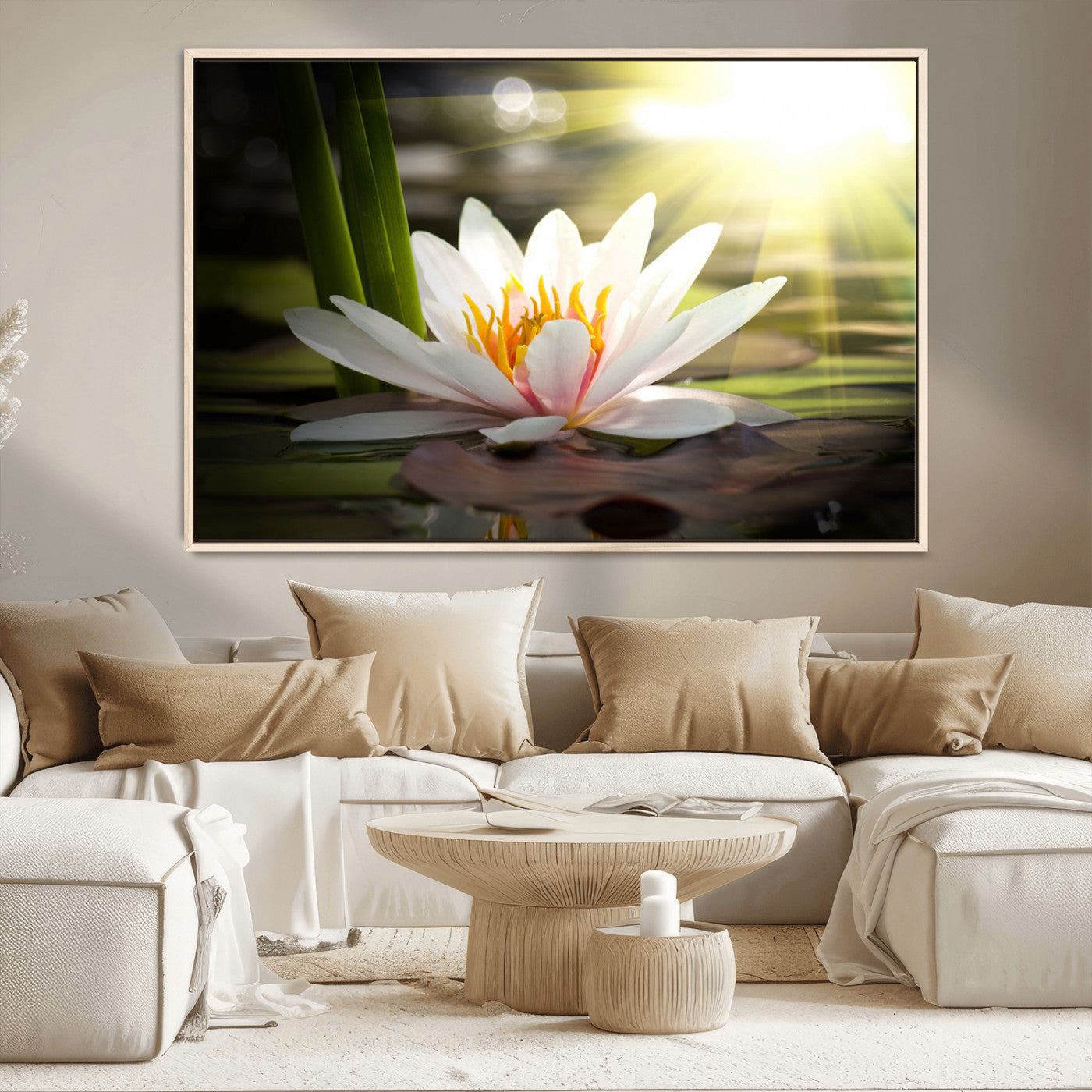 MGV-FC-36X24 - Lotus Flower Wall Art Canvas Print, Water Lily Large Wall Art Canvas Print