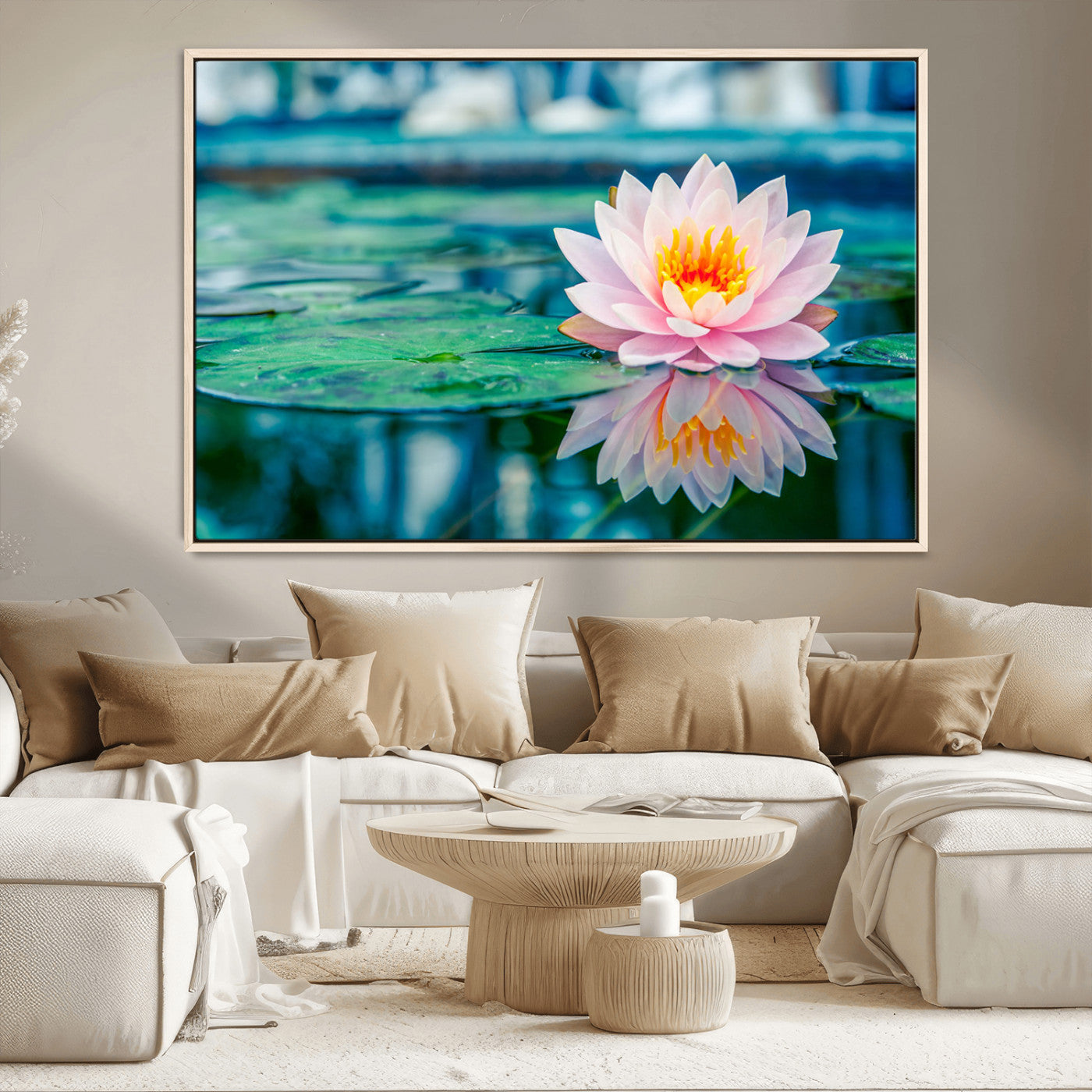 MGV-FC-36X24 - Lotus Flower Wall Art Canvas Print, Water Lily Large Wall Art Canvas Print for Yoga Room Decor,