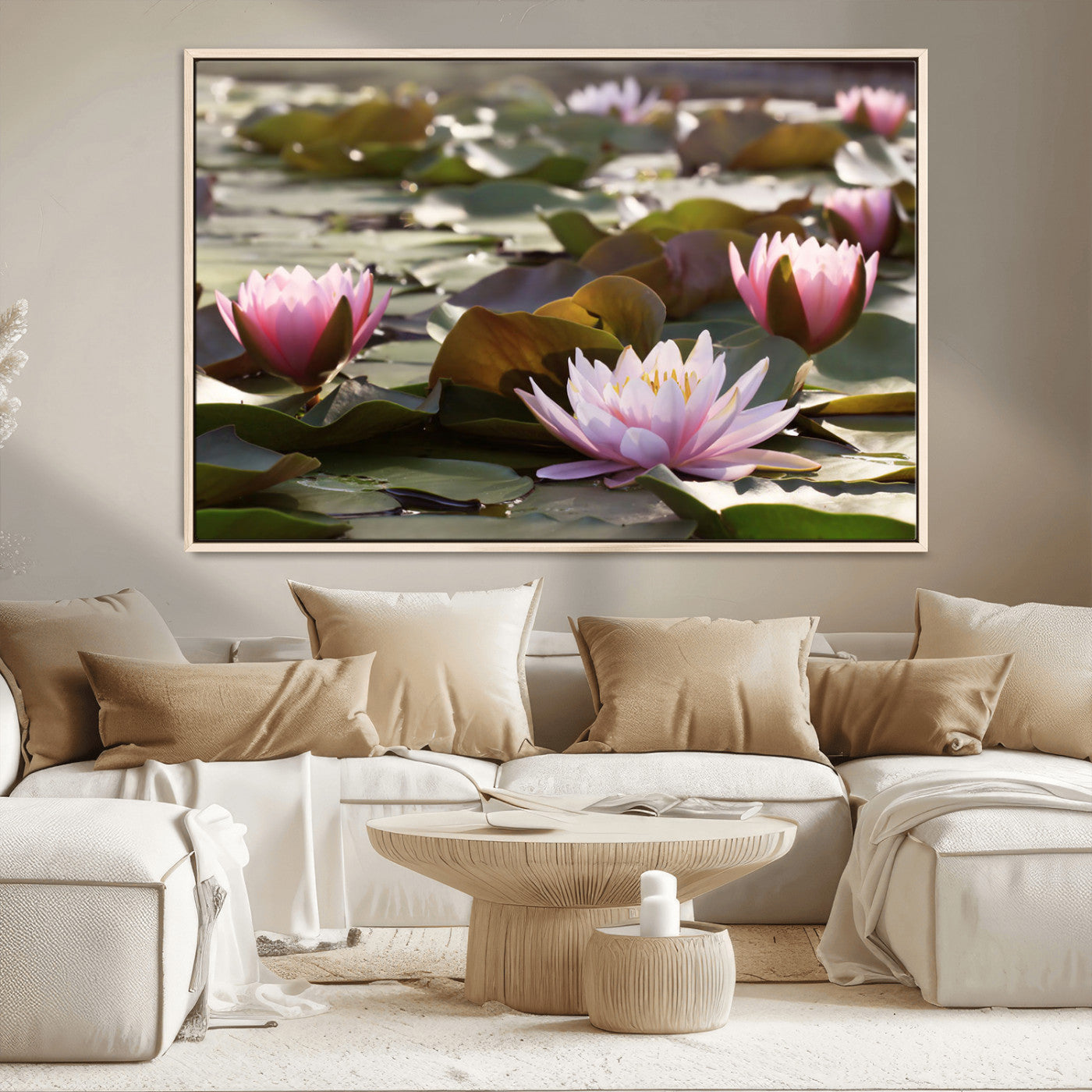 MGV-FC-36X24 - Lotus Flower Wall Art Canvas Print, Water Lily Large Wall Art Canvas Print for Yoga Room Decor,