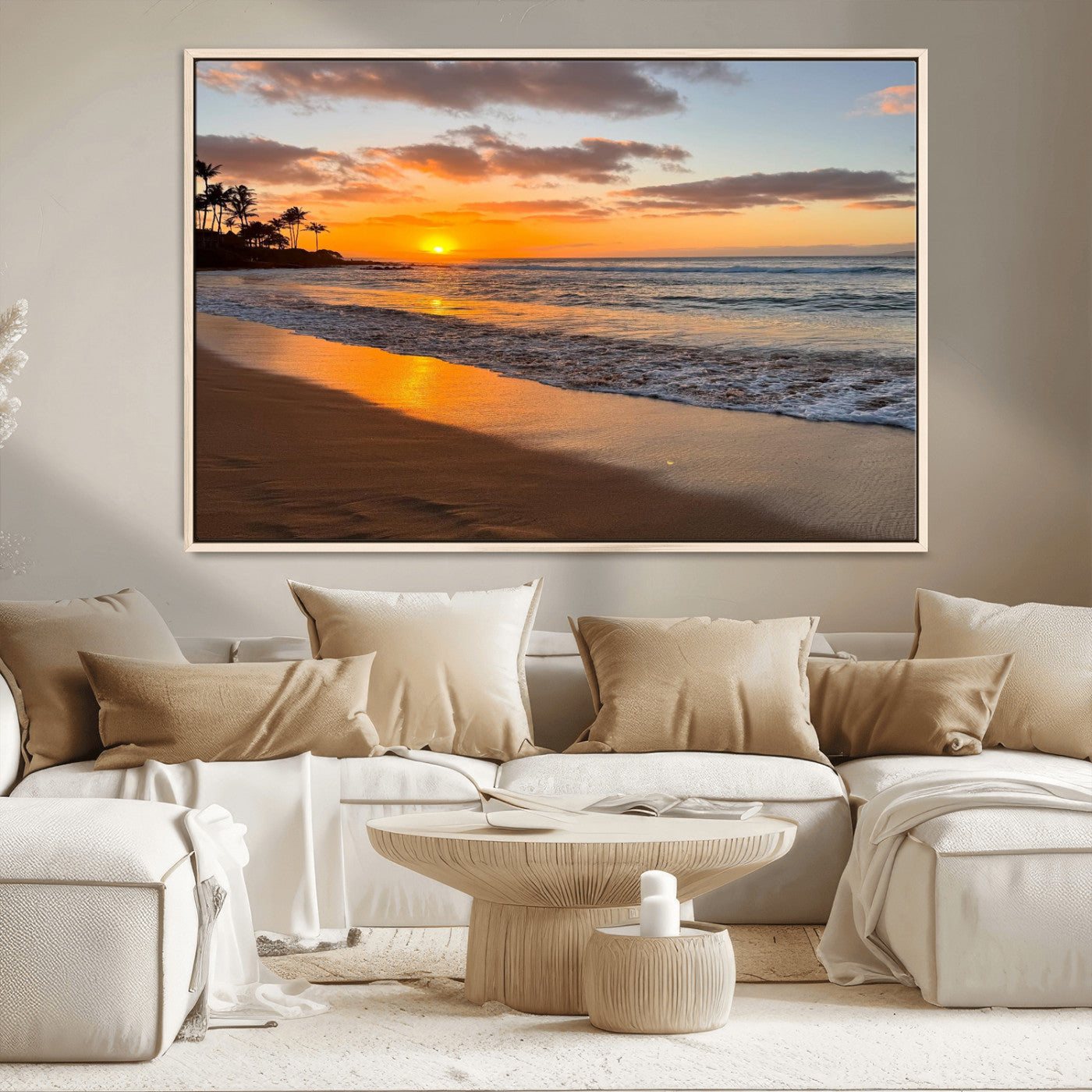 MGV-FC-36X24 - Sunset Wall Art Print - Stunning Beach Sunset Canvas Artwork for Elegant Home or Office Coastal