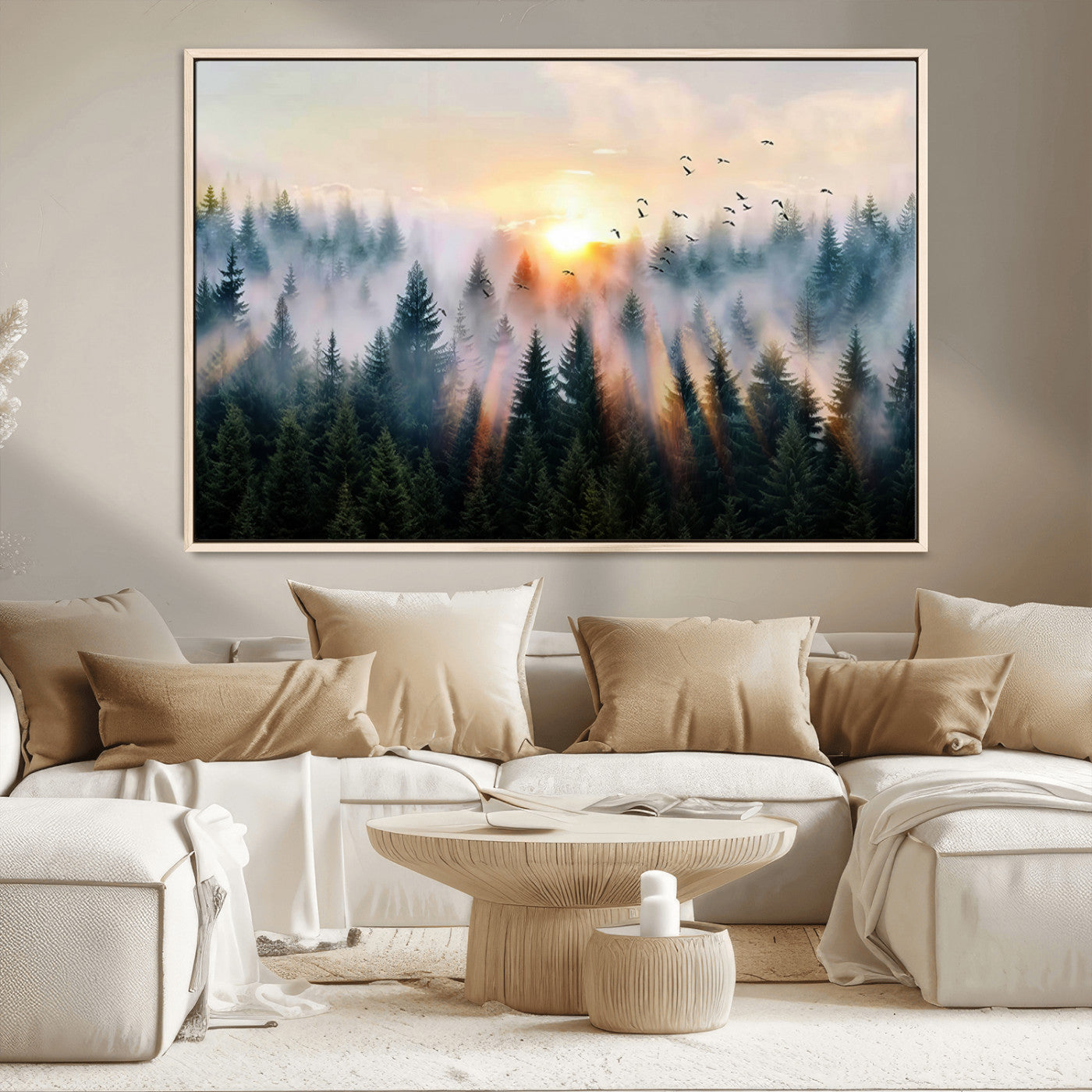 MGV-FC-36X24 - Abstract Forest Wall Art - Serene Nature Canvas Print with Misty Forest Design for Modern Home or