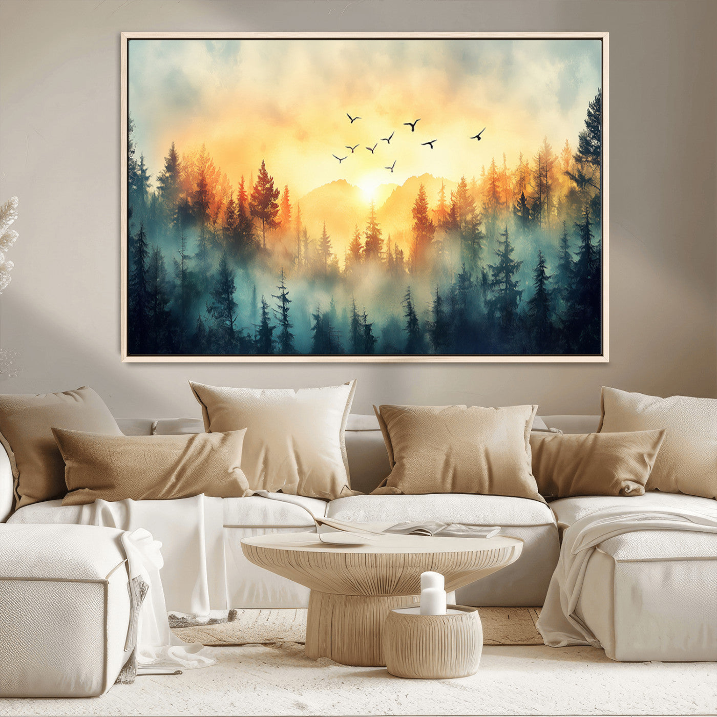 MGV-FC-36X24 - Abstract Forest Wall Art Print- Serene Nature Canvas Print with Misty Forest Design for Modern Home