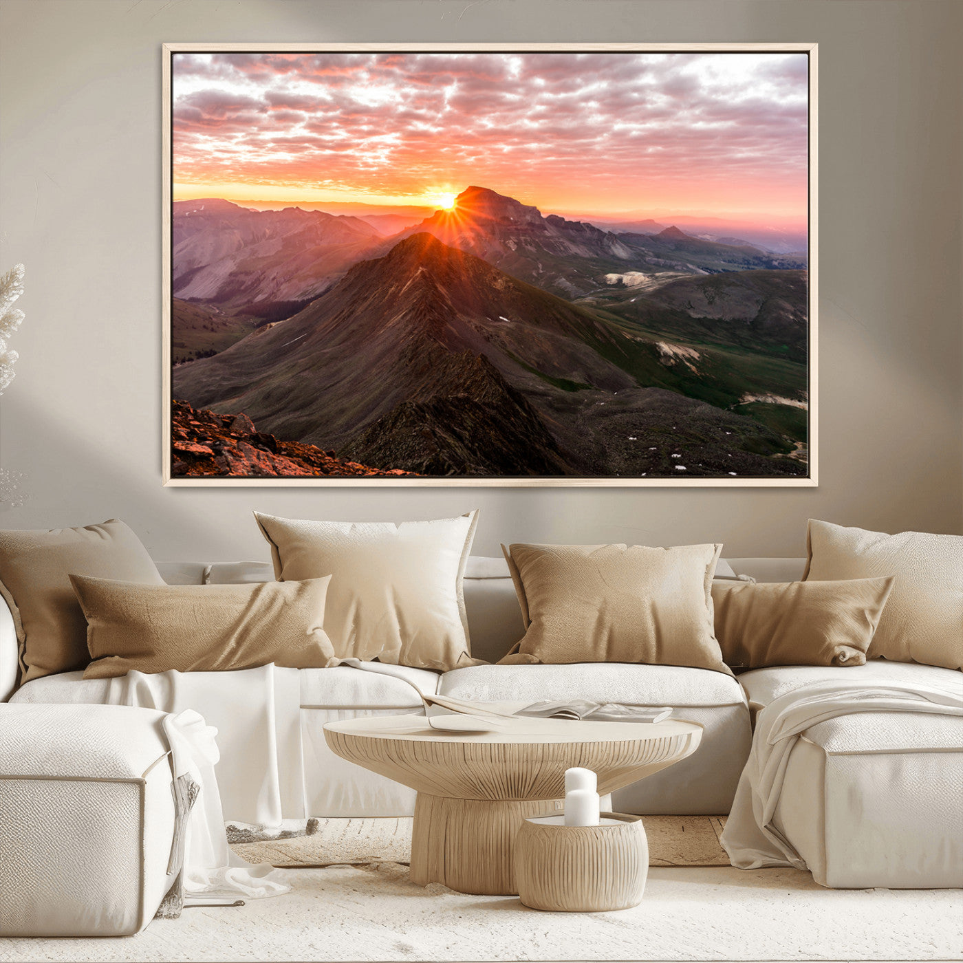 MGV-FC-36X24 - Majestic Sunrise Wall Art – Canvas Print of Rugged Mountain Peaks, Vibrant Sky, Serene Landscape, Nature Decor for Home or Office