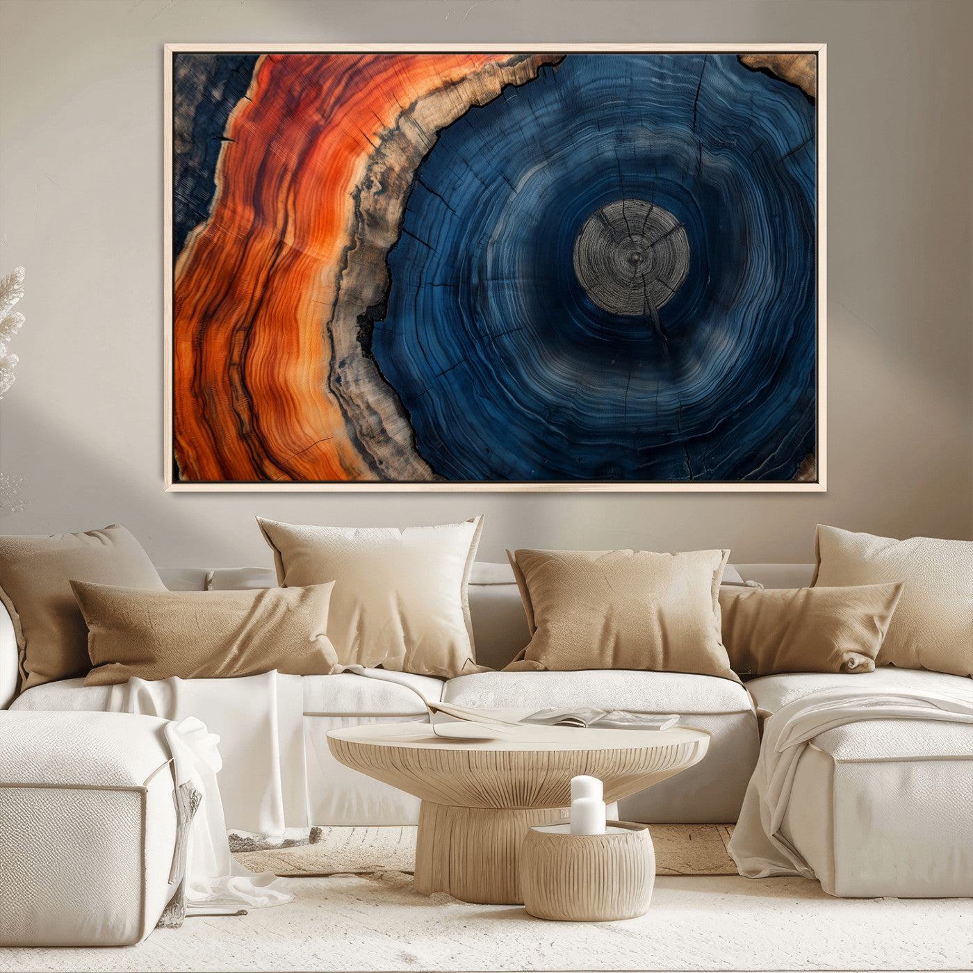 MGV-FC-36X24 - Tree Rings Wall Art Canvas Print, Rustic Wood Print, Framed Natural Texture Art Print, Wood Grain