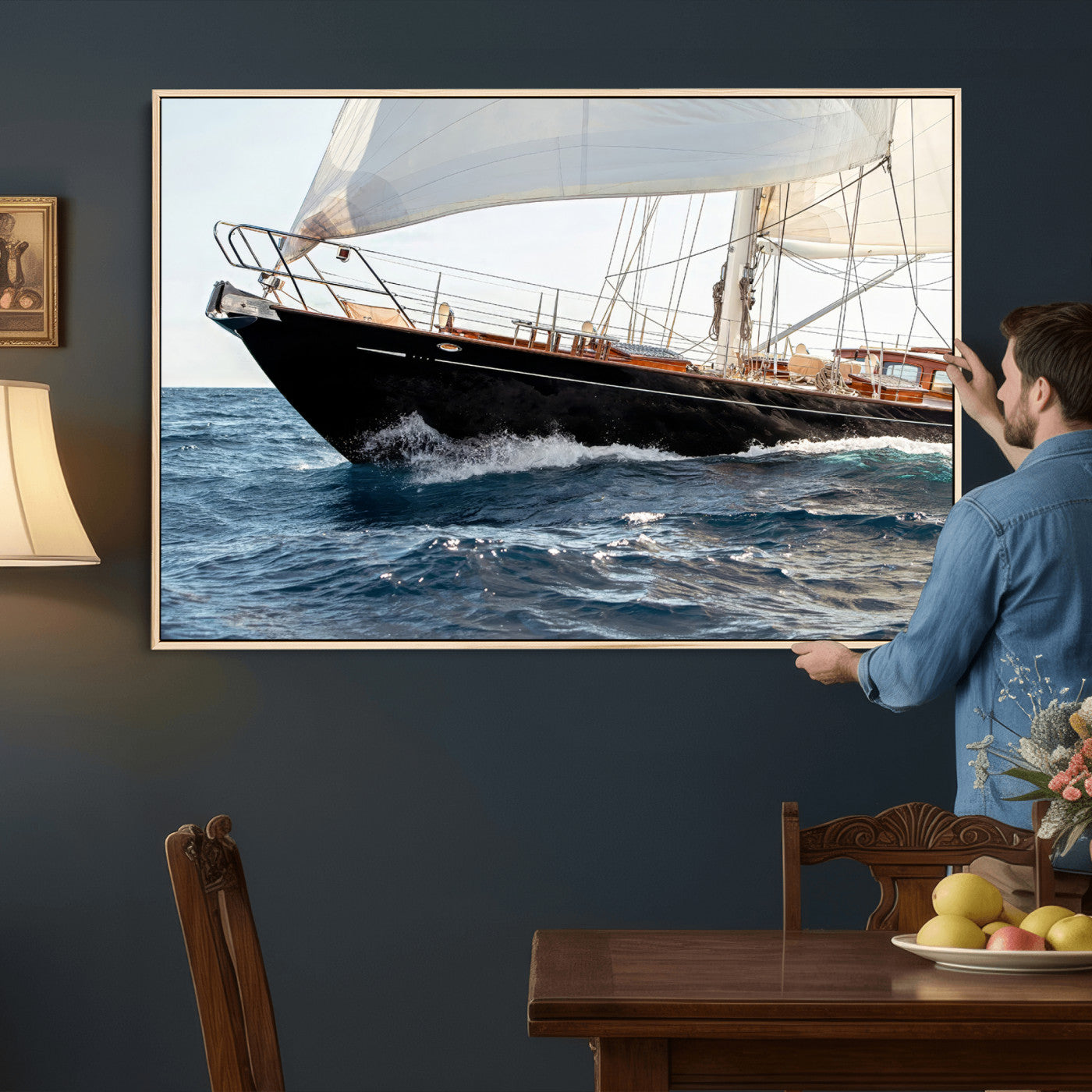 97168626-MGV-CV-36X24 - Boat Yacht Wall Art – Ocean Waves & Sailing Adventure Canvas Print, Nautical Elegance & Marine Journey for Living Room or Luxury Decor