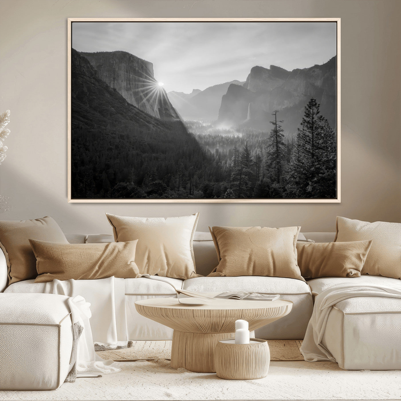 MGV-FC-36X24 - Yosemite Valley Wall Art Canvas Print, Framed El Capitan Sunrise Art Picture Print, Misty Mountain Perfect Modern Rustic Decor Artwork