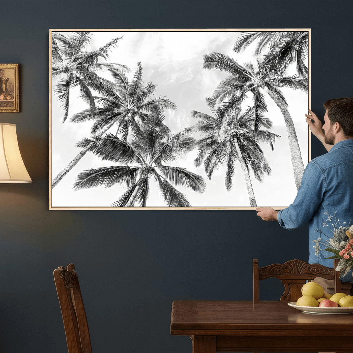 62113786-MGV-CV-36X24 - Palm Trees Wall Art – Tropical Breeze Canvas Print, Vacation Island Silhouette, Coastal Calm and Summer Paradise for Living Room or Beach House Decor
