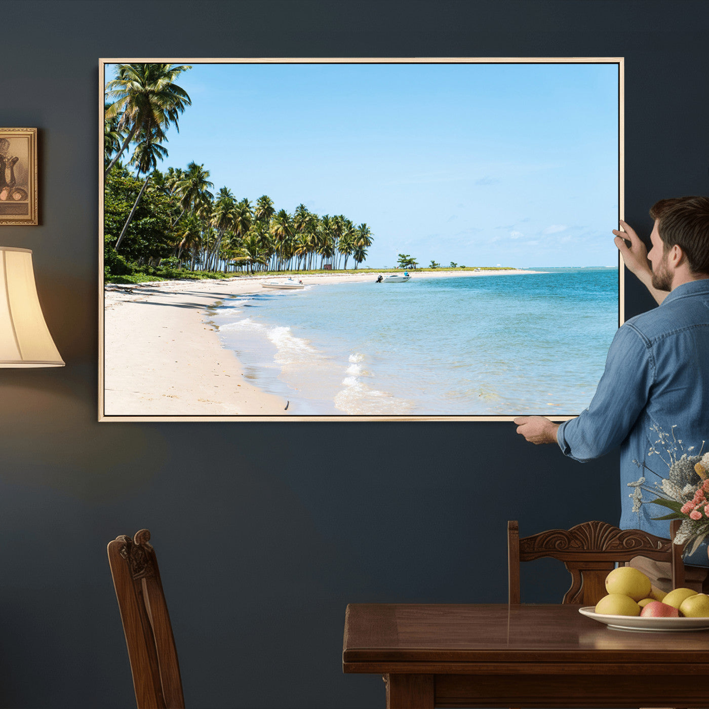 37858872-MGV-CV-36X24 - Palm Tree Paradise Coastal Wall Art – Beach Scene and Ocean Breeze Canvas Print Tranquil Tropical Shore Decor for Living Room, Bedroom or Office