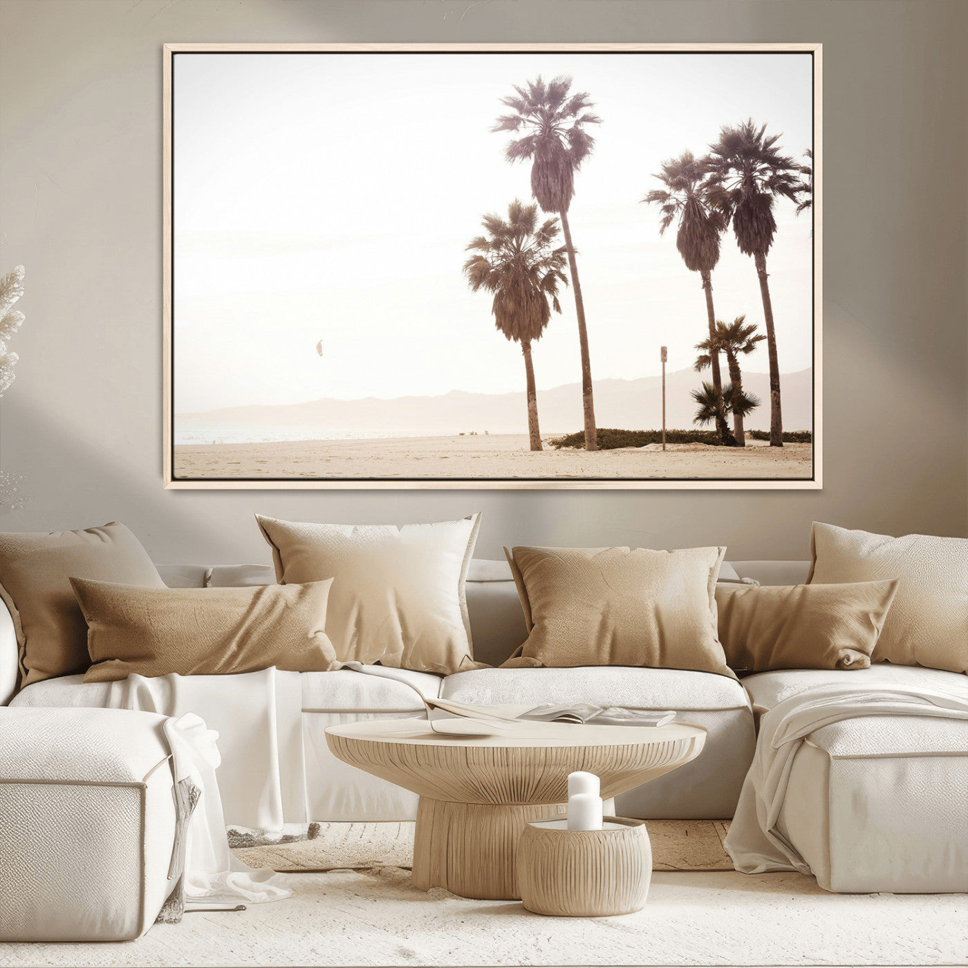 MGV-FC-36X24 - Coastal Light Wall Art Canvas Print, Framed Relaxing Shoreline Art Picture Print, Minimalist Ocean Perfect Tropical Serenity Decor Artwork