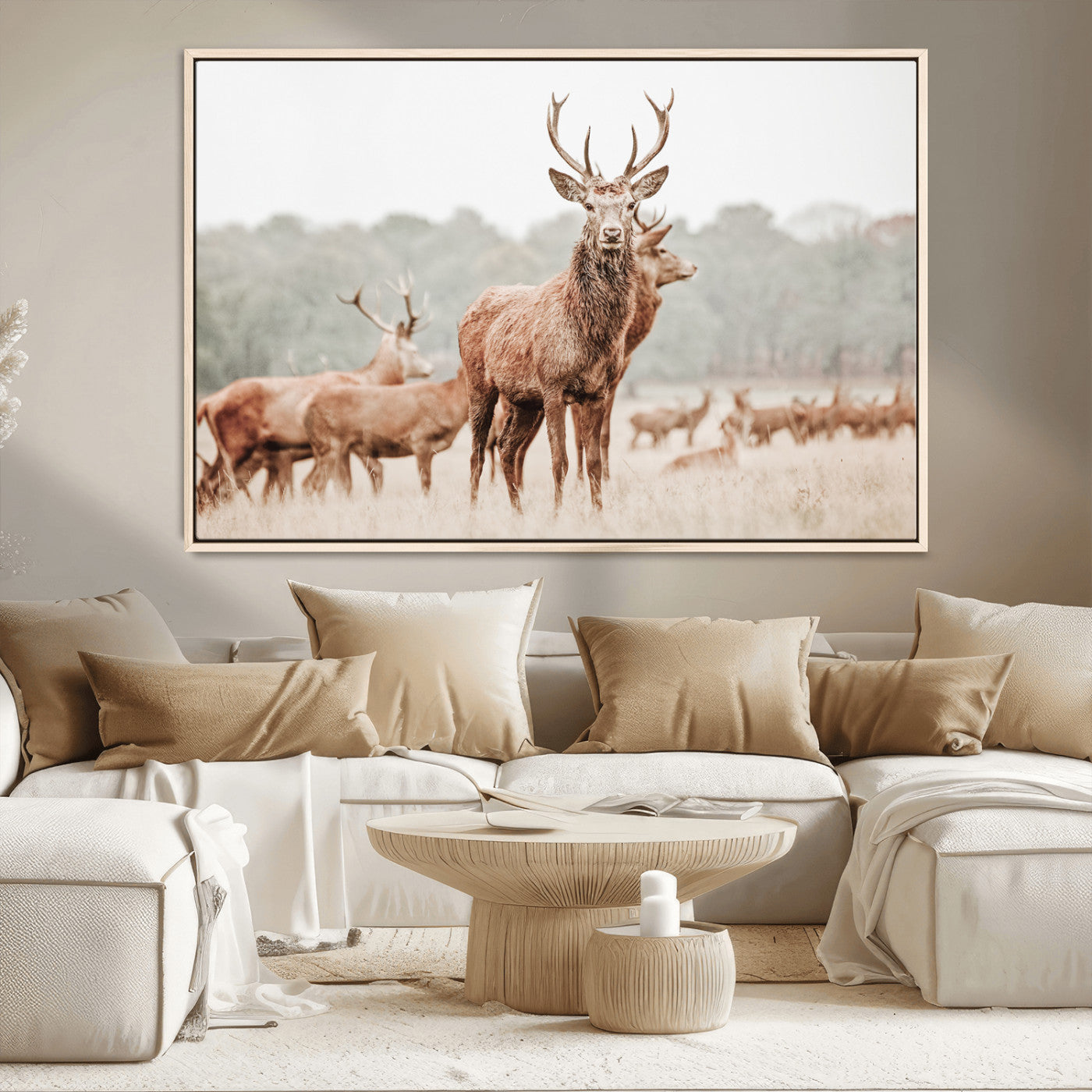 MGV-FC-36X24 - Rustic Nature Art Wall Art Canvas Print, Framed Stag Canvas Print Art Picture Print, Woodland Decor Perfect Rustic Lodge Decor Artwork