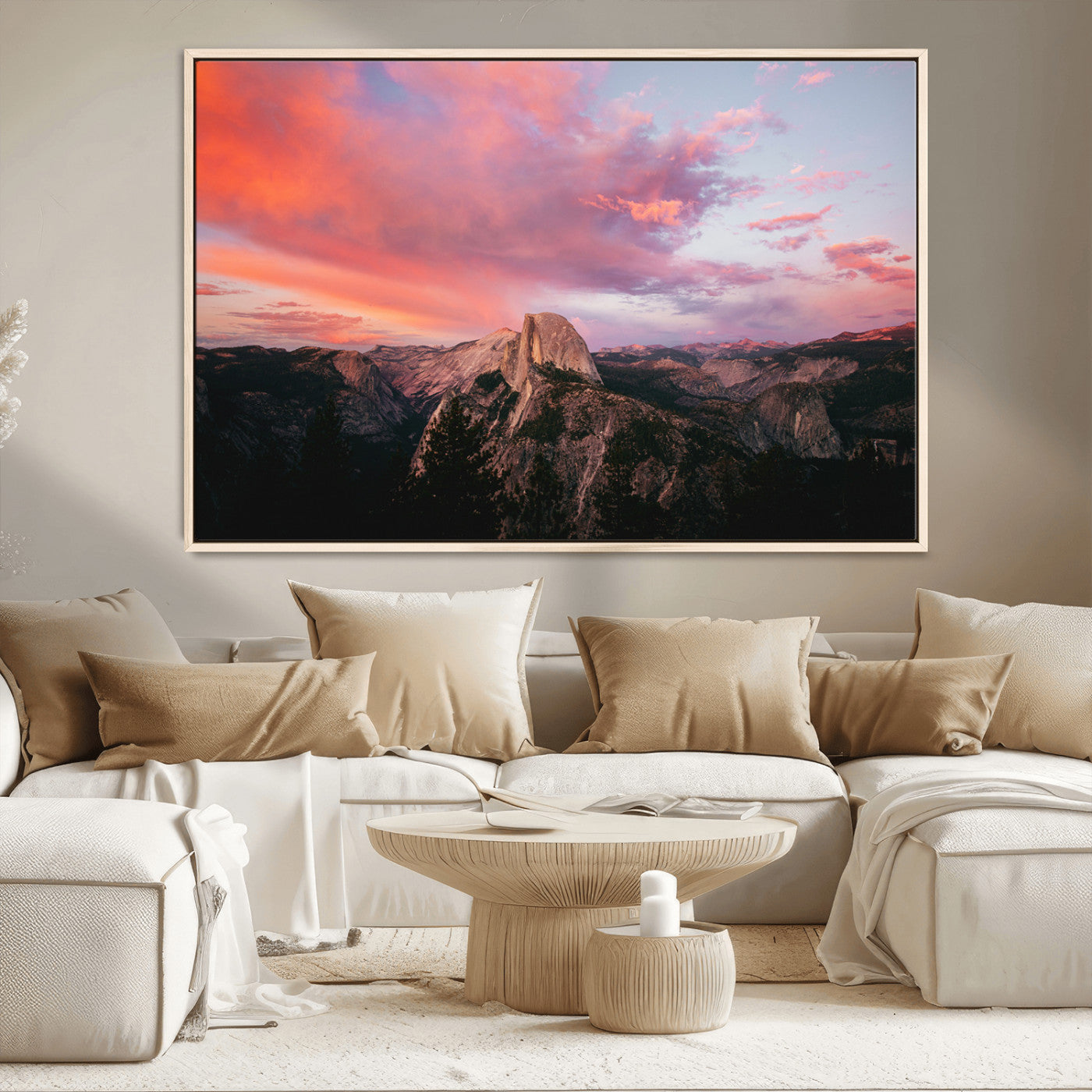 MGV-FC-36X24 - Half Dome Wall Art Canvas Print, Framed Yosemite National Park Art Picture Print, Dramatic Sunset Perfect Adventurous Wilderness Decor Artwork