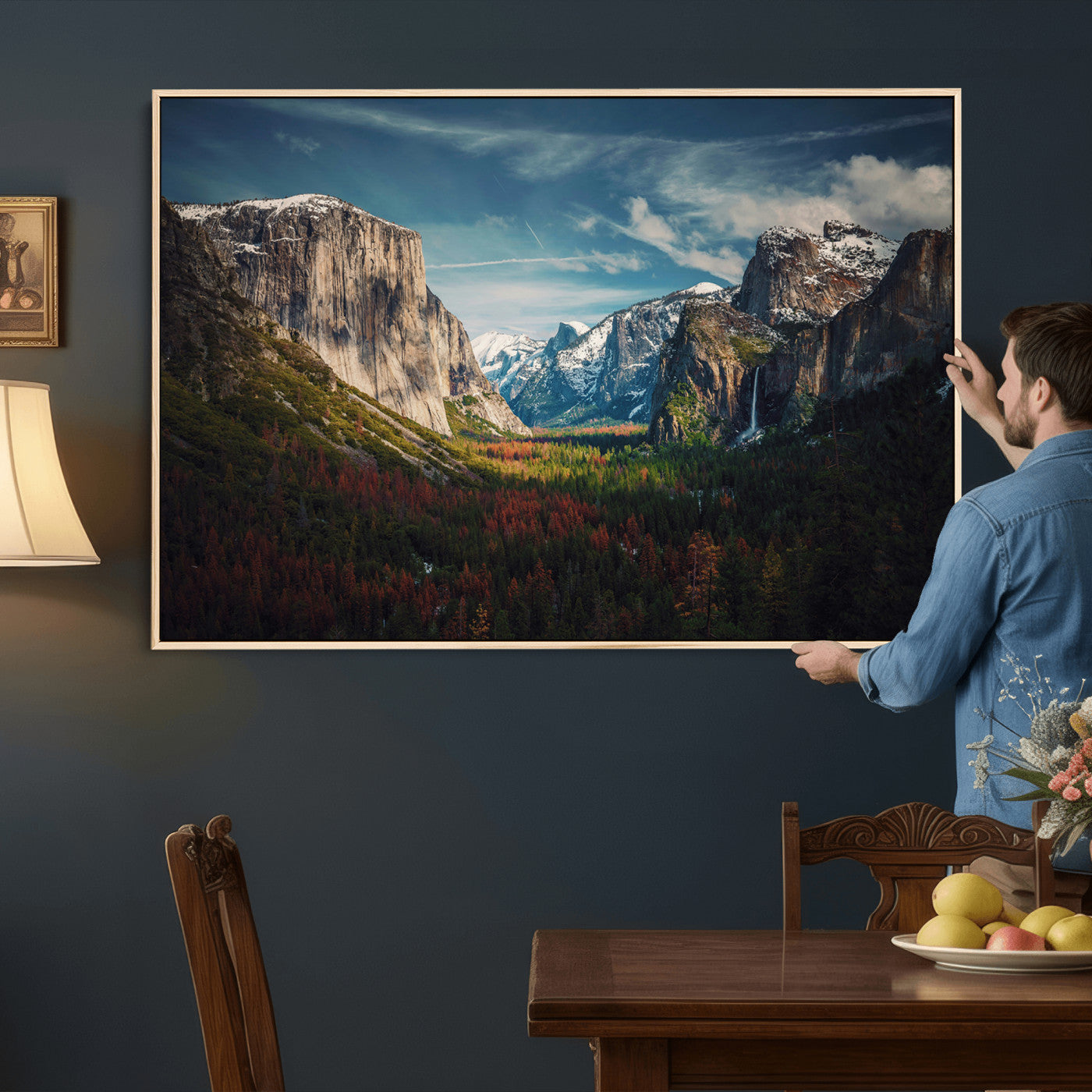 15244033-MGV-CV-36X24 - Yosemite National Park Wall Art – Framed Mountain Landscape El Capitan Canvas Print Scenic Decor for Home, Office Decor