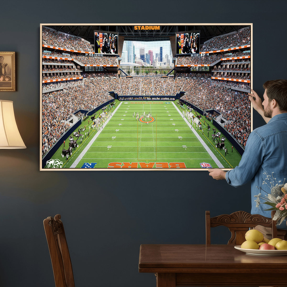 76935553-PAN-FL-20X10 - Chicago Bears Soldiers Field Wall Art Canvas Print, Home Office Wall Decor