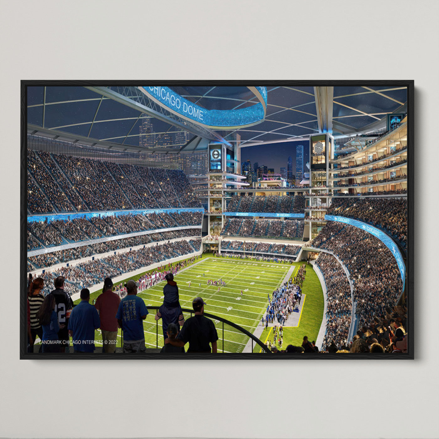 41816511-MGV-CV-36X24-Chicago Bears Soldiers Field Wall Art Canvas Print – Framed Football Stadium Artwork for Sports Fans, Soldier Field Skyline Canvas Decor for Game Room or Man Cave