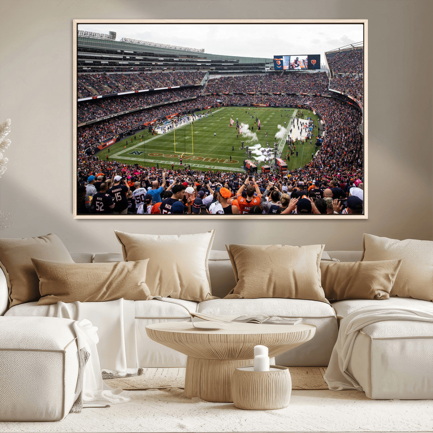 18347149-MGV-CV-36X24-Chicago Bears Soldiers Field Wall Art Canvas Print – Framed Football Stadium Artwork for Sports Fans, Soldier Field Skyline Canvas Decor for Game Room