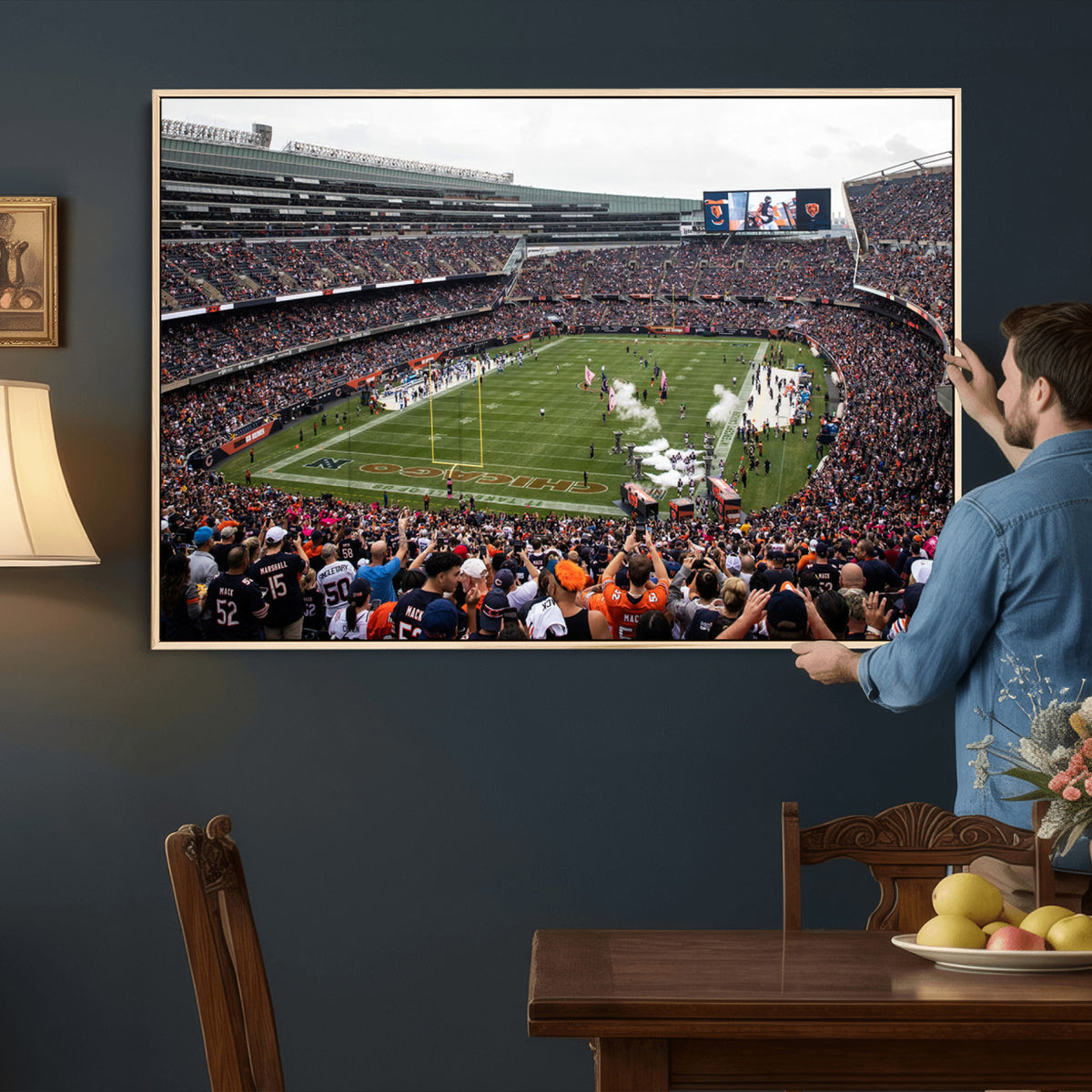 18347149-MGV-CV-36X24 - Chicago Bears Soldier Field Wall Art Canvas Print – Framed Football Stadium Artwork Team Spirit for home, office
