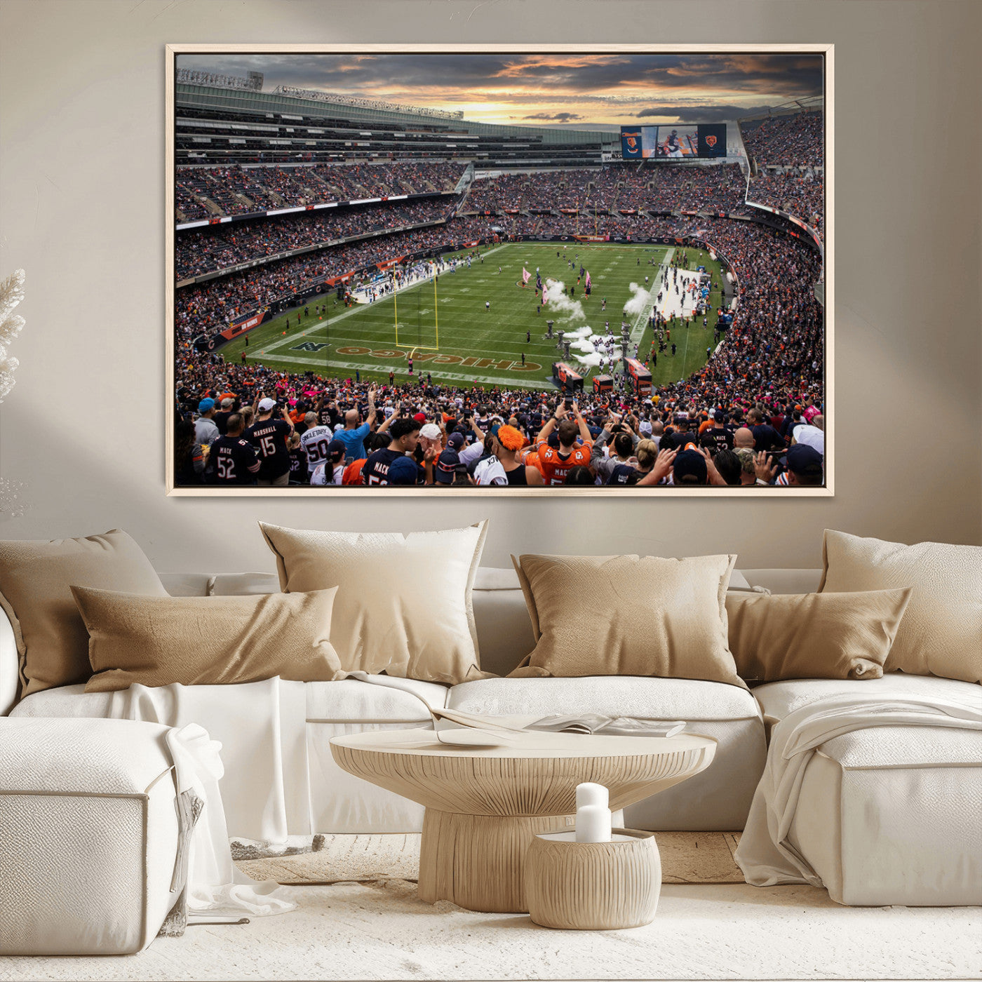 MGV-FC-36X24 - Chicago Bears Soldiers Field Wall Art Canvas Print – Framed Football Stadium Artwork for Sports