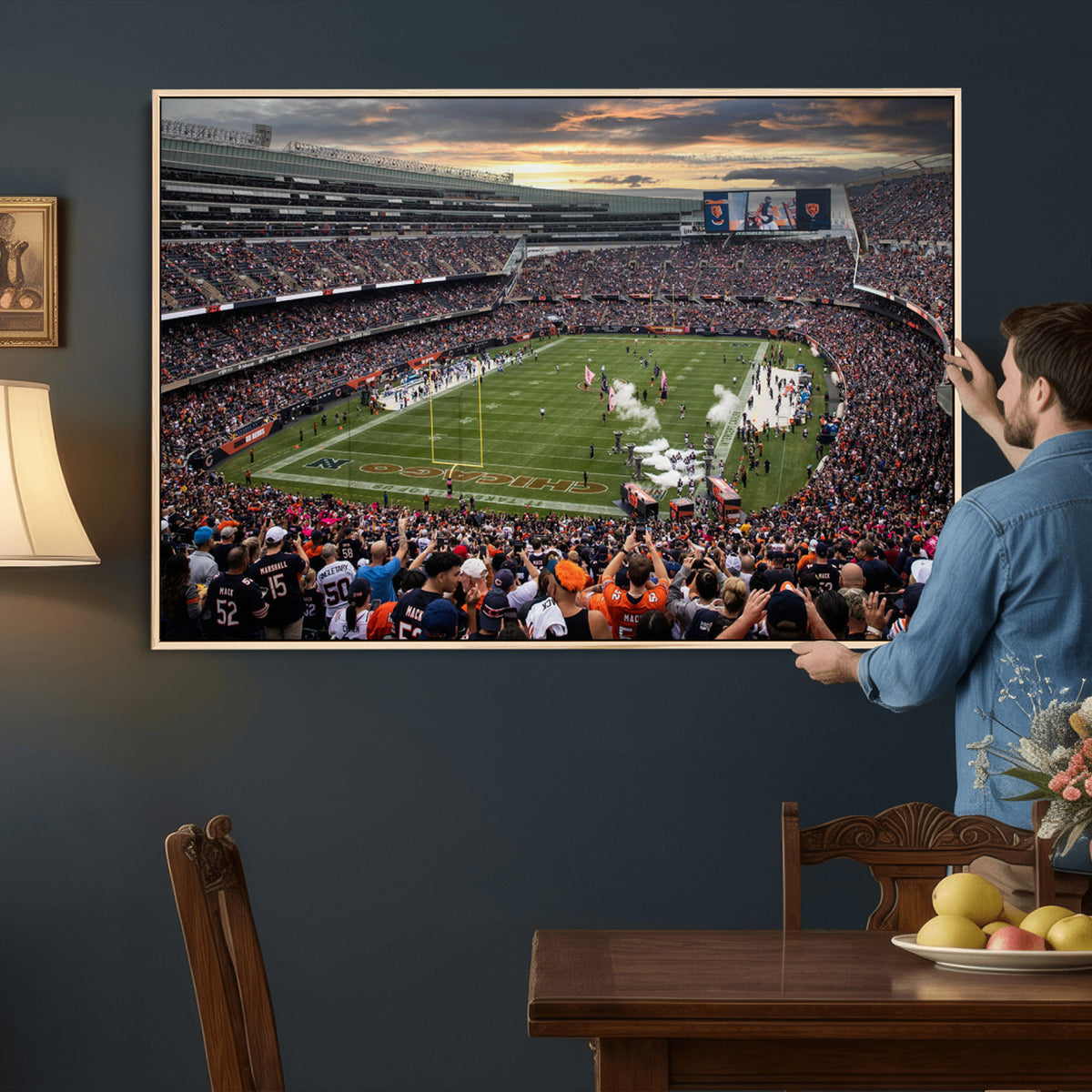 87578930-PAN-FL-20X10 - Chicago Bears Soldiers Field Wall Art Canvas Print, Home Bar Wall Decor