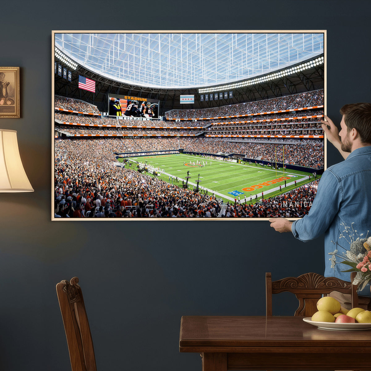 32530647-PAN-FL-20X10 - Chicago Bears Soldiers Field Wall Art Canvas Print, Framed and Ready to Hang