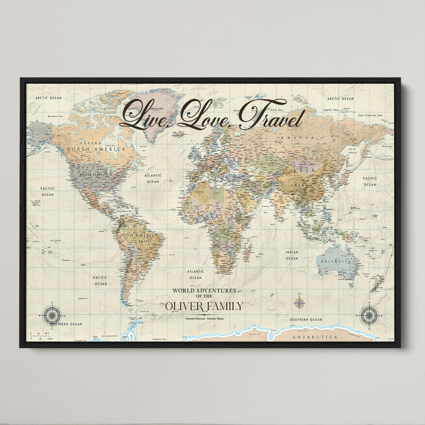 49563244-MGV-CV-36X24-Custom Push Pin World Map Wall Canvas Print – Personalized Travel Tracker with Pins – Framed Large Multi-Size Canvas for Home Office Decor