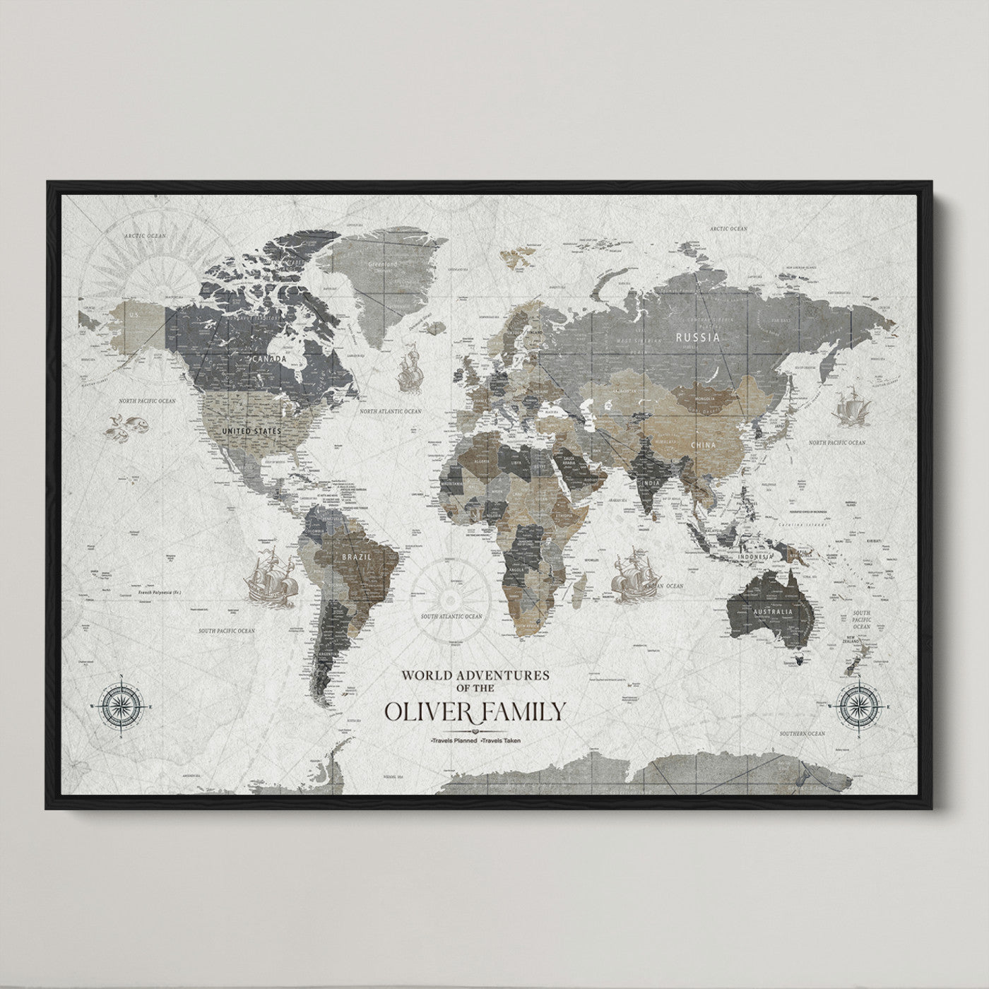 24596128-MGV-CV-36X24-Custom Push Pin World Map Wall Canvas Print – Personalized Travel Tracker with Pins – Framed Large Multi-Size Canvas for Home Office Decor