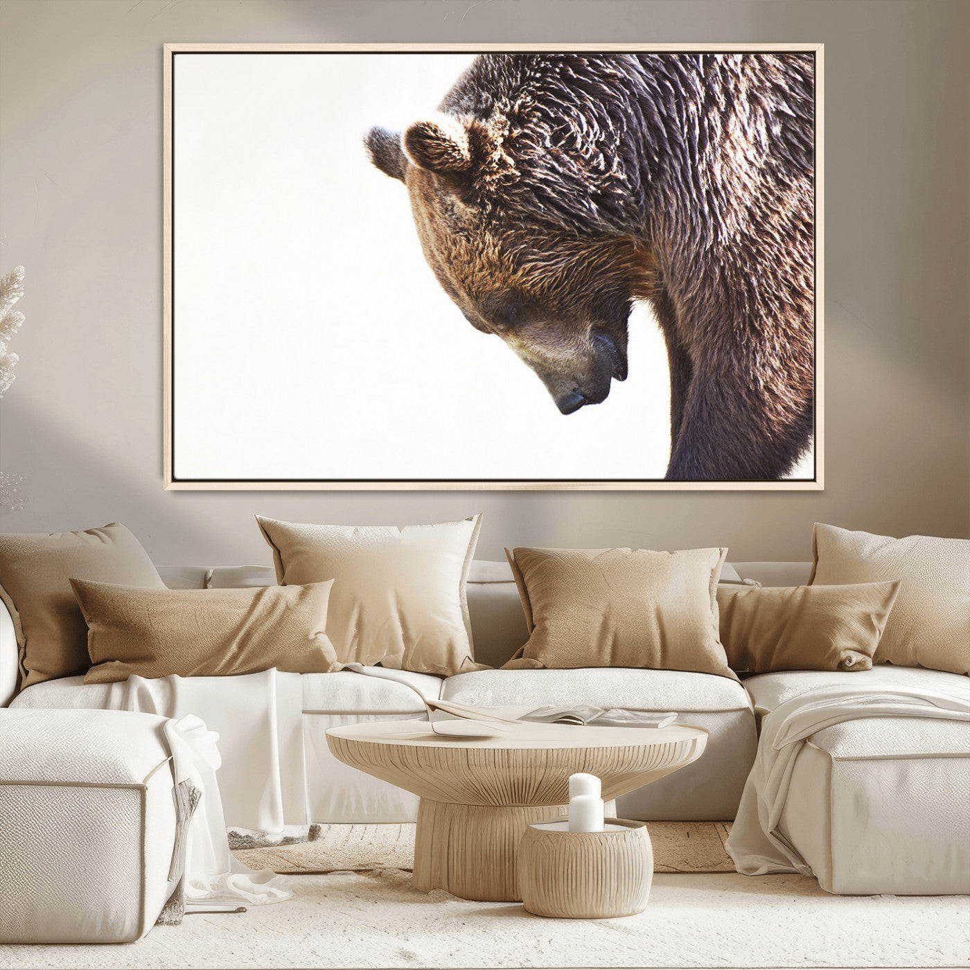 Majestic Bear Portrait - Capture the raw beauty of a bear in a detailed close-up, perfect for your Wall Art Canvas Print collection